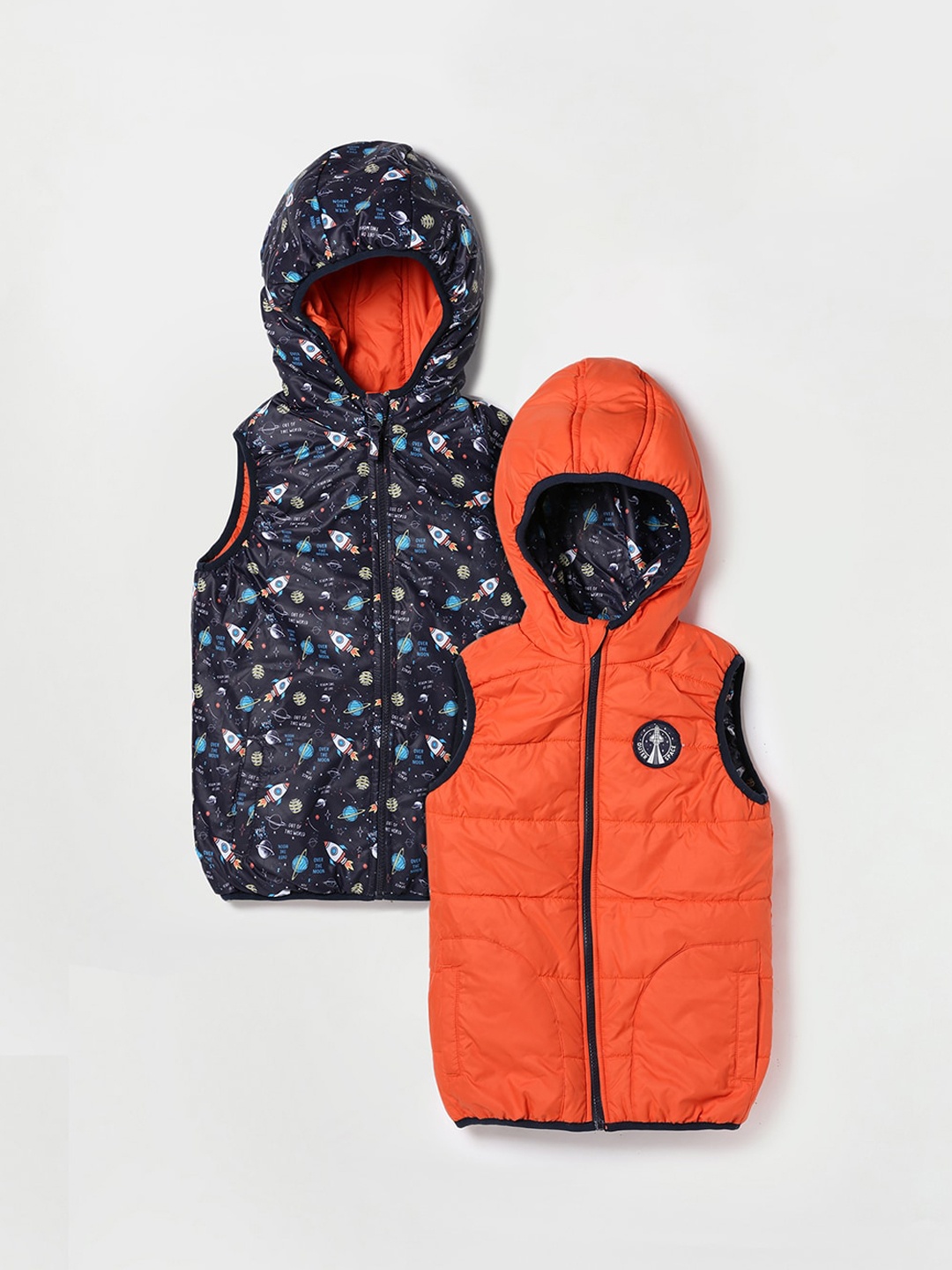 

Fame Forever by Lifestyle Boys Navy Blue Orange Reversible Padded Jacket