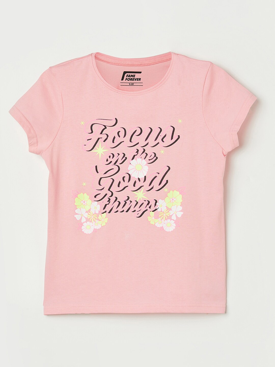 

Fame Forever by Lifestyle Girls Pink Printed Typography Printed T-shirt