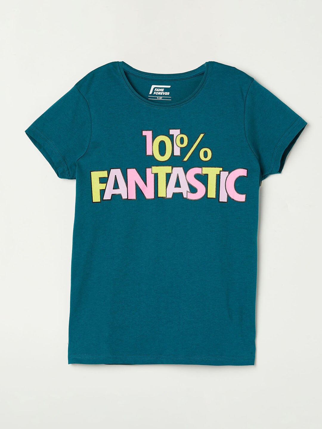 

Fame Forever by Lifestyle Girls Blue & Pink Typography Printed Cotton T-shirt