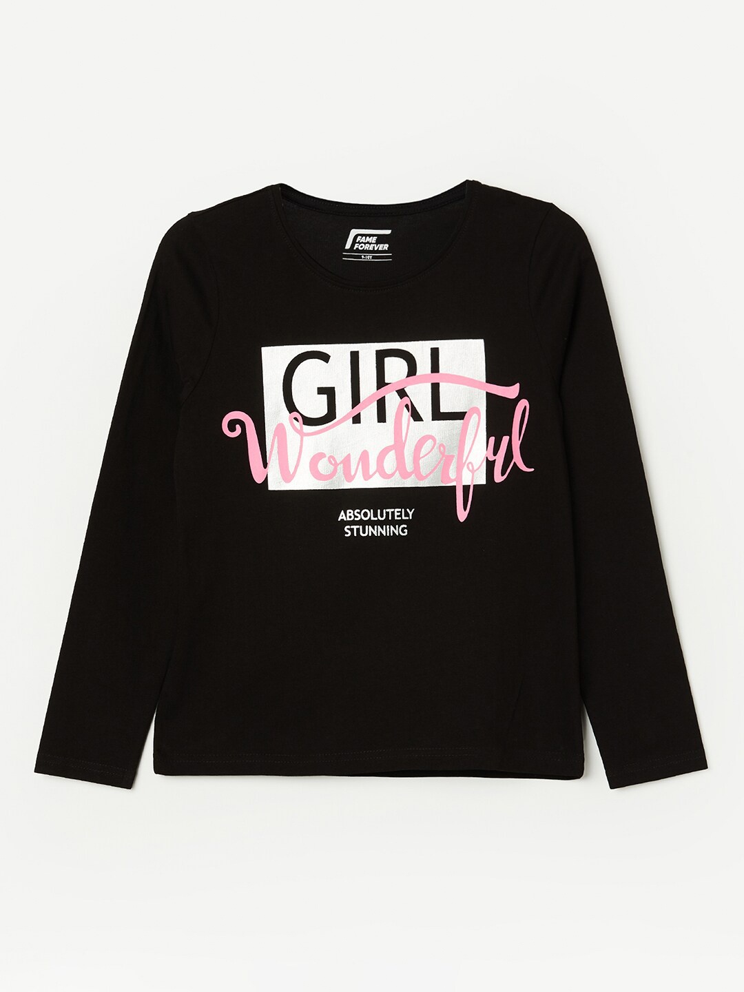 

Fame Forever by Lifestyle Girls Black Typography Printed T-shirt