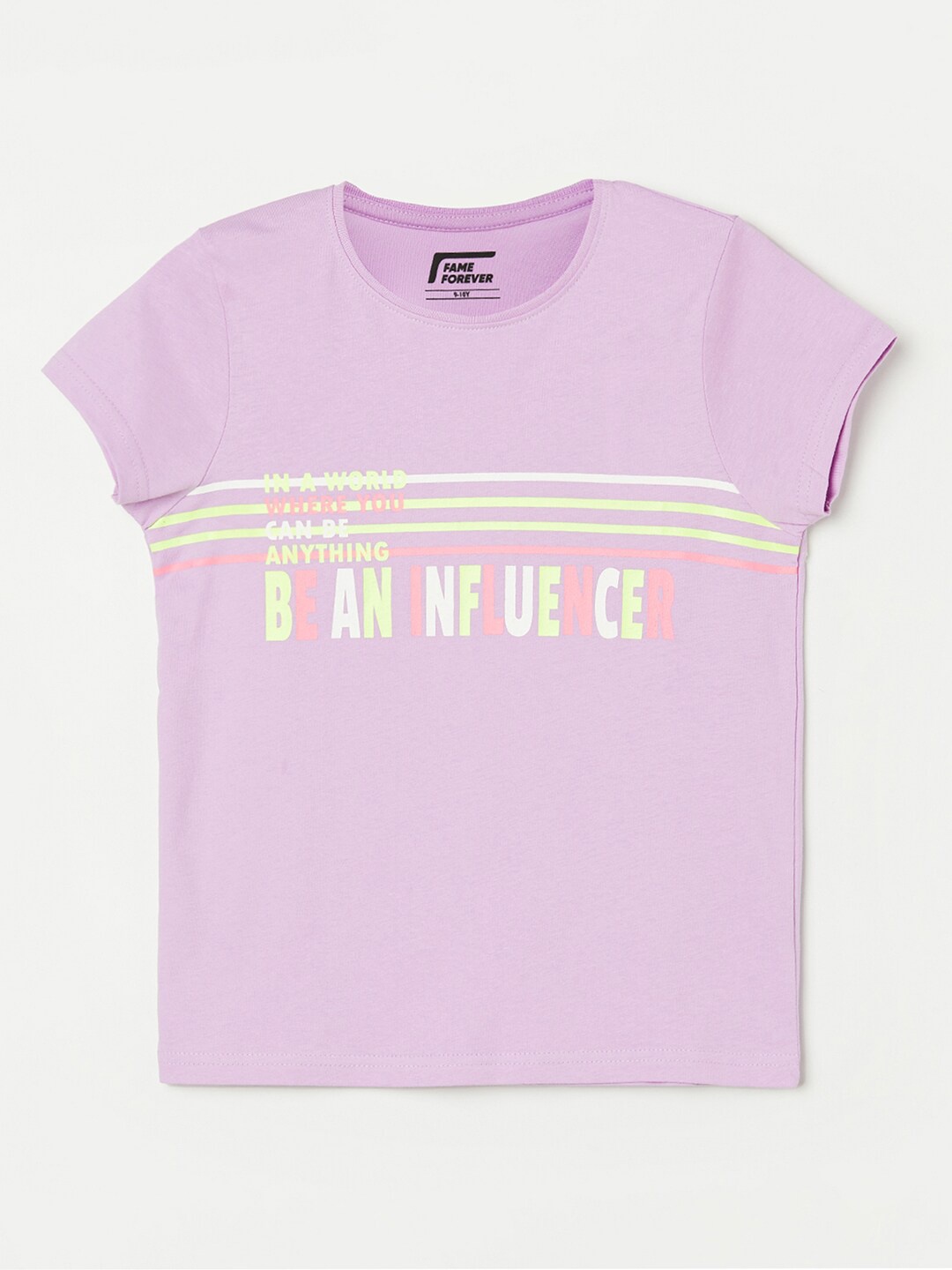 

Fame Forever by Lifestyle Girls Purple Typography Printed T-shirt