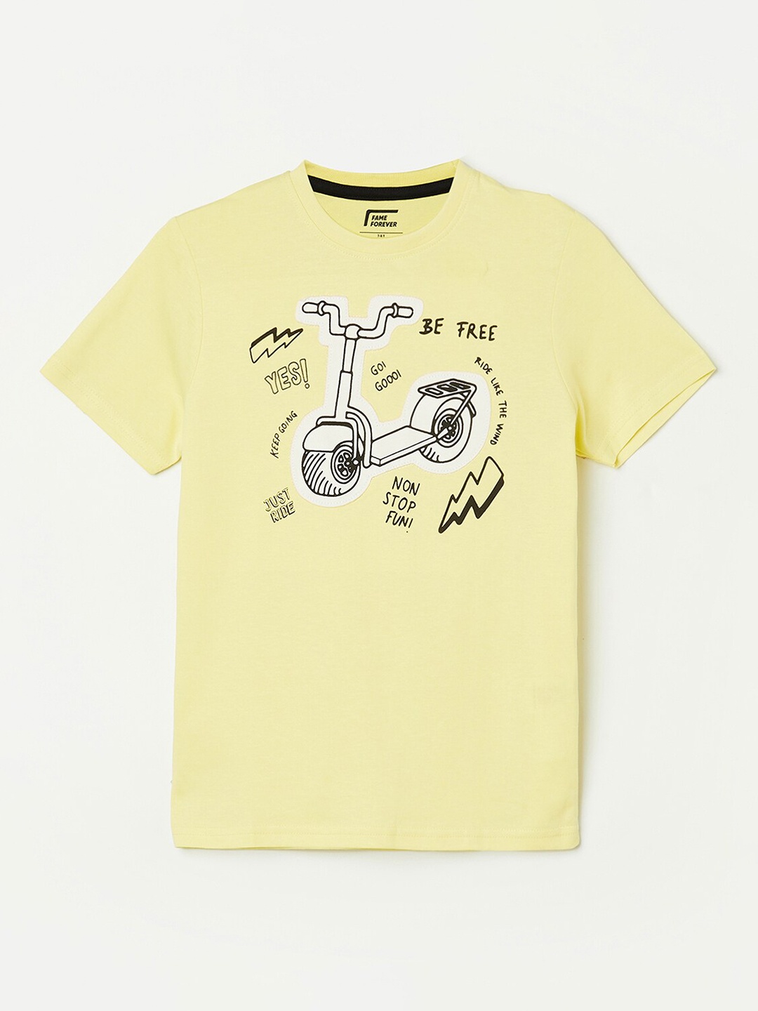 

Fame Forever by Lifestyle Boys Yellow Printed Cotton T-shirt