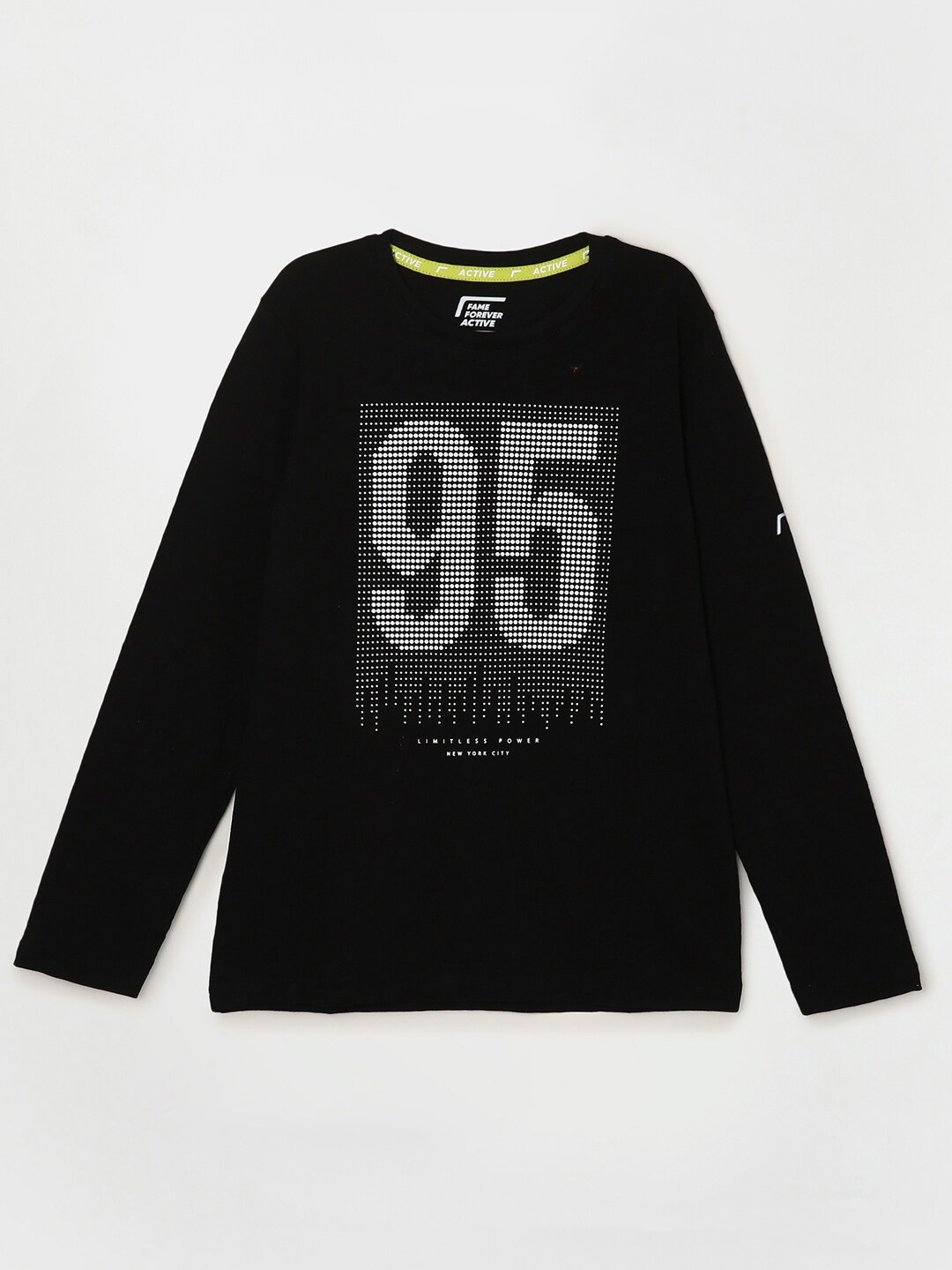 

Fame Forever by Lifestyle Boys Black Varsity Printed Cotton Regular Fit T-shirt