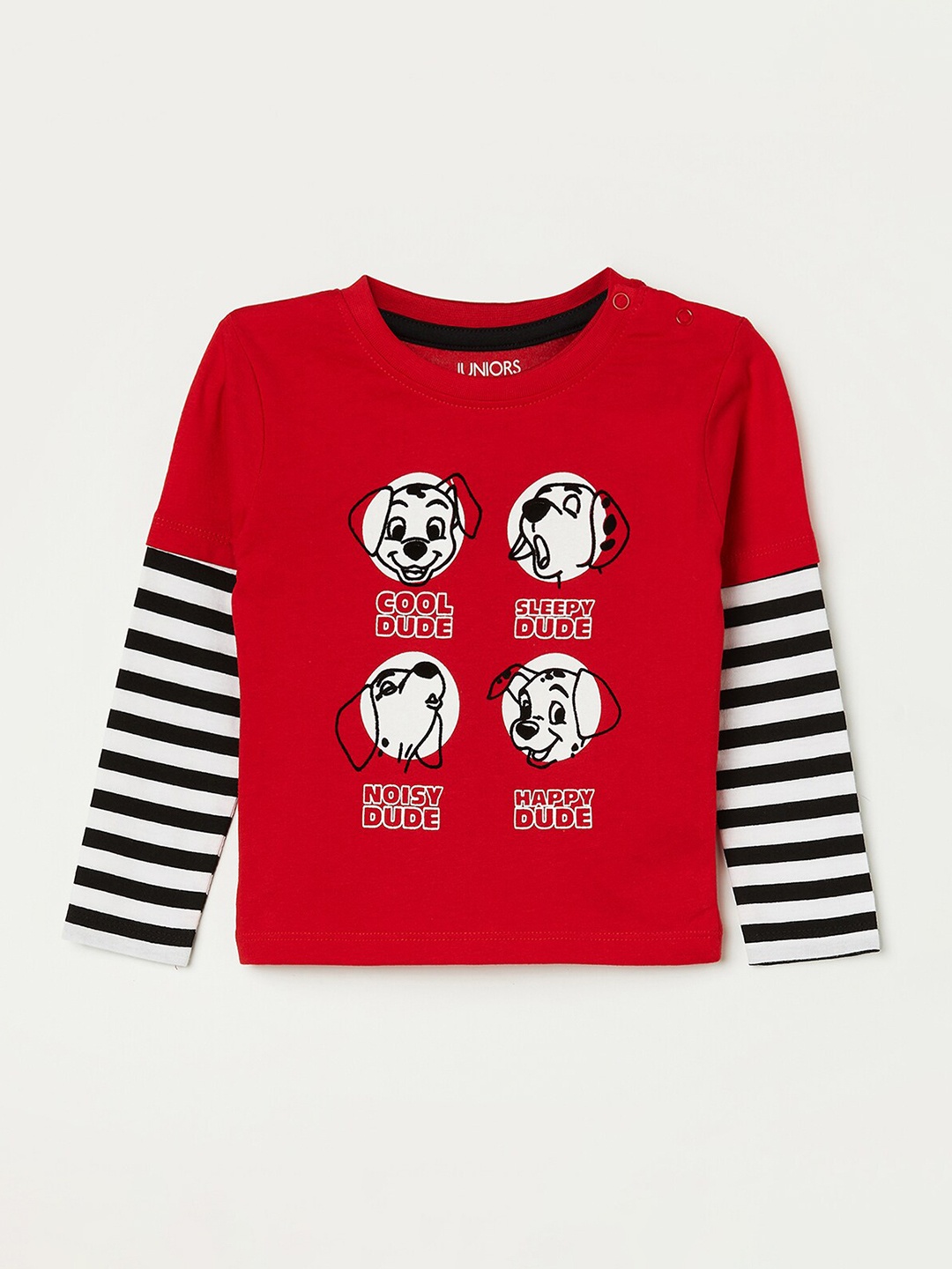

Juniors by Lifestyle Boys Red & Black Striped Cotton T-shirt