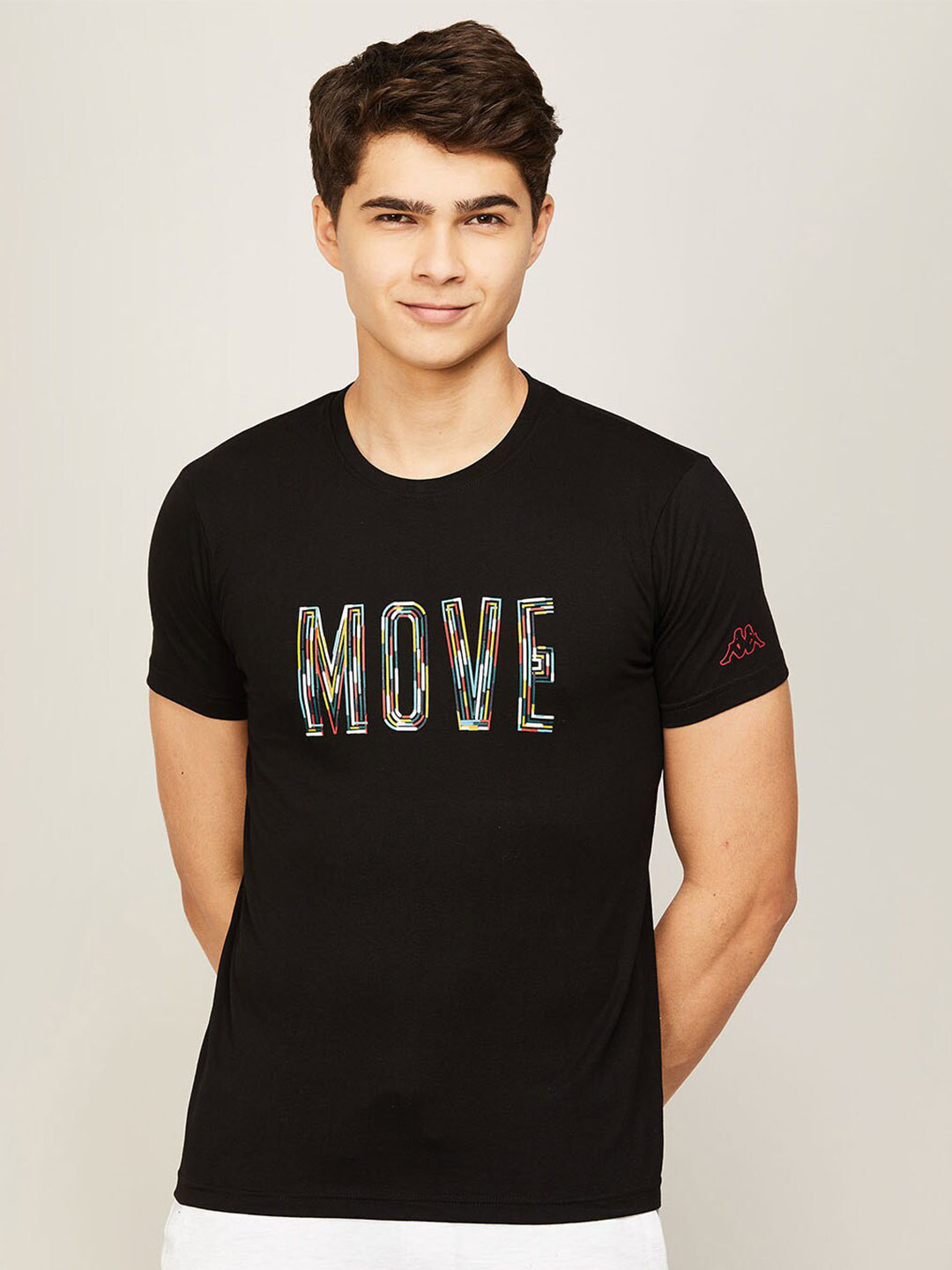 

Kappa Men Black Typography Printed T-shirt