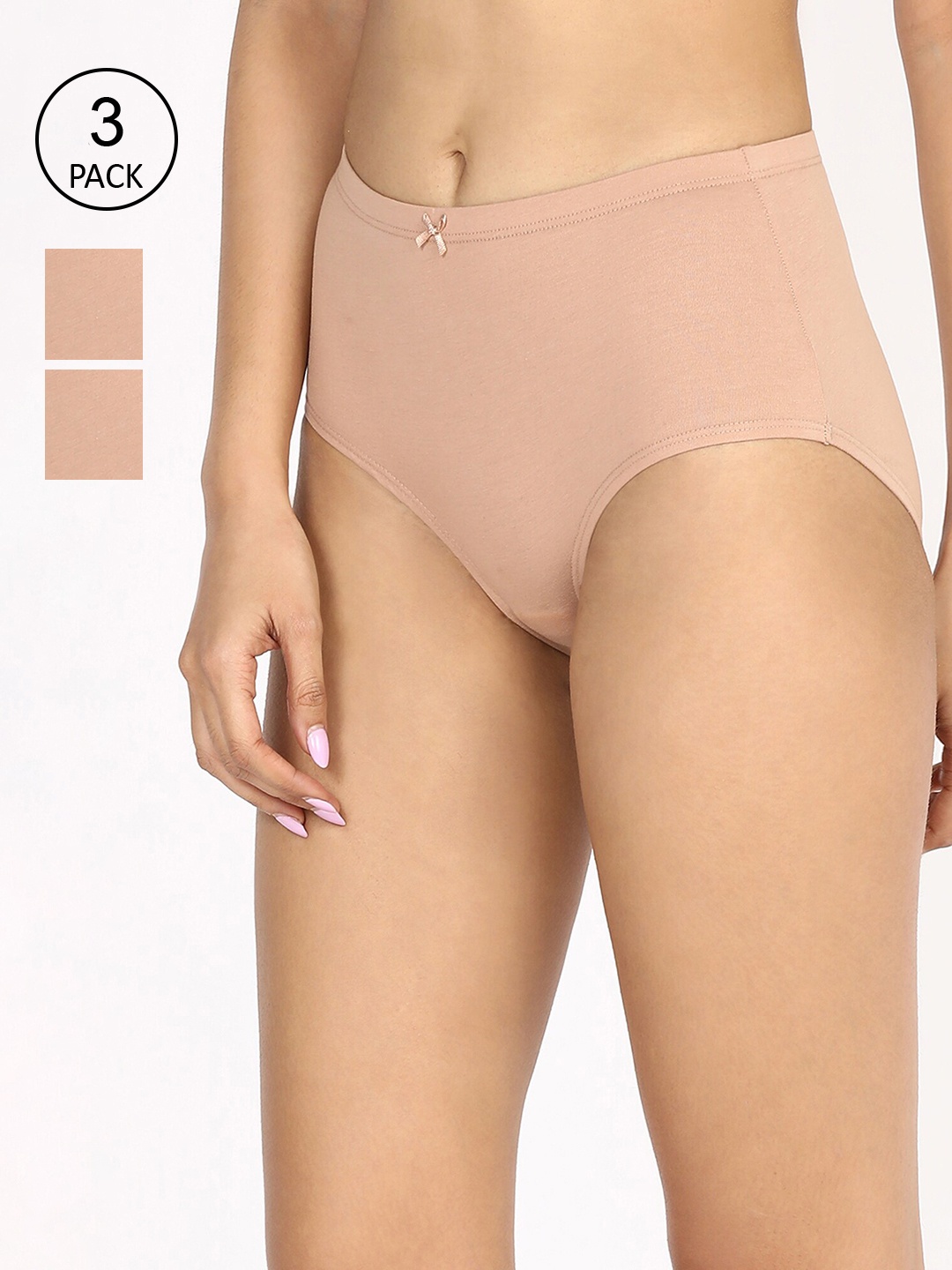 

Nykd Women Pack Of 3 Solid Hipster Briefs, Nude