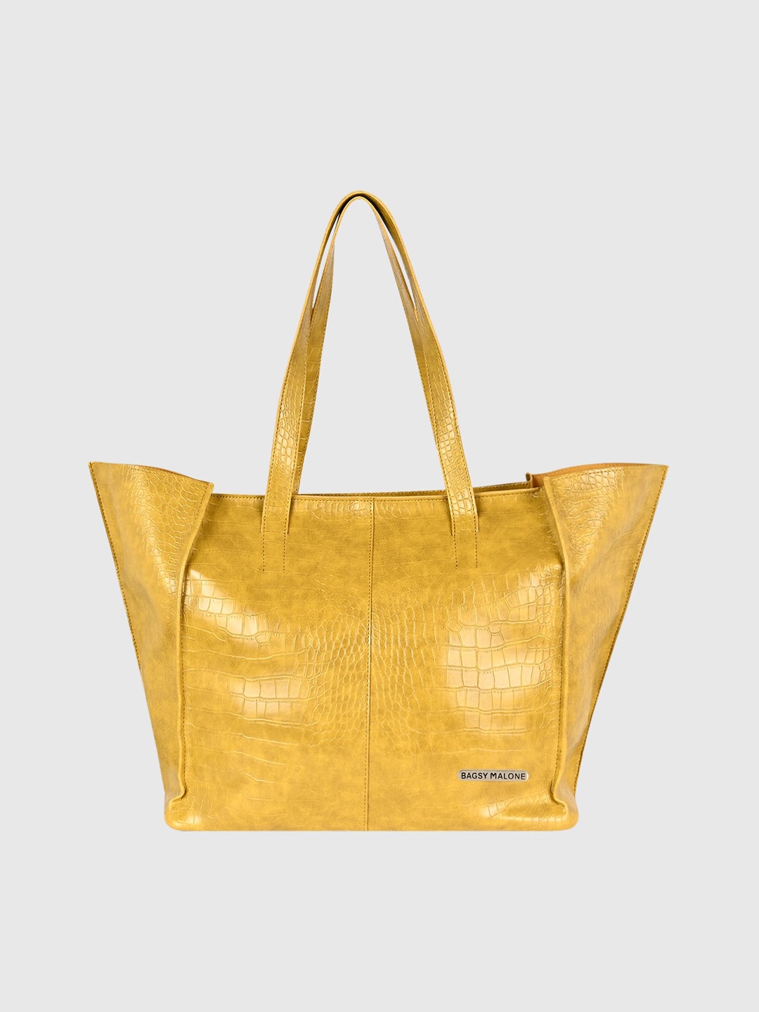 

Bagsy Malone Women Yellow Textured PU Oversized Shopper Tote Bag