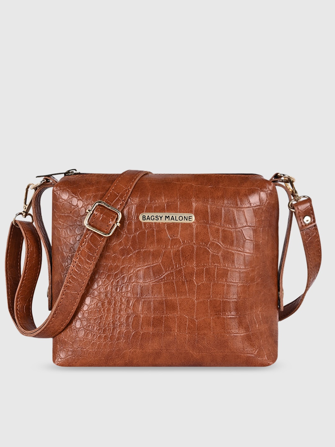 

Bagsy Malone Brown Textured PU Structured Sling Bag