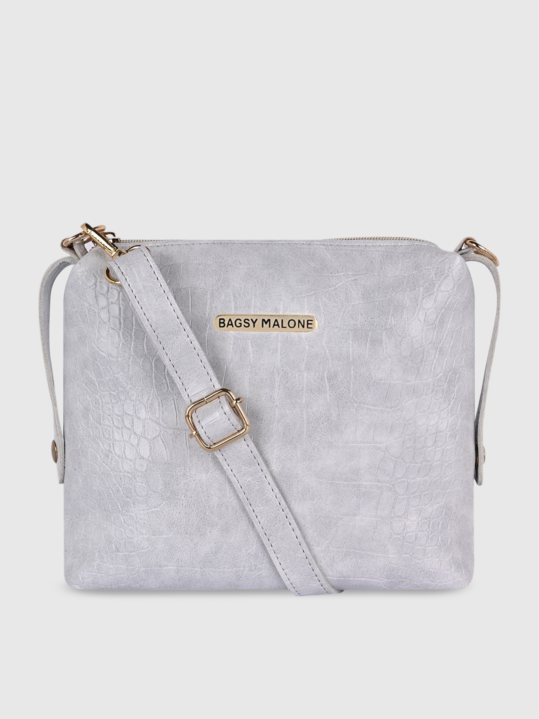 

Bagsy Malone Grey Textured PU Structured Sling Bag