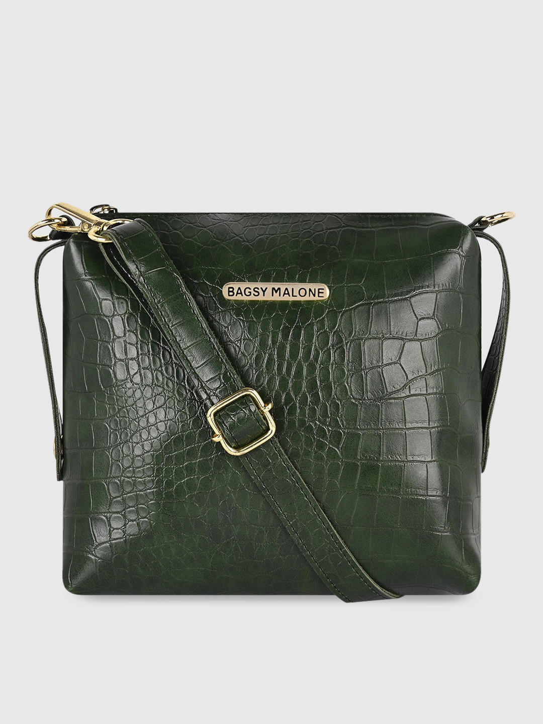 

Bagsy Malone Olive Green & Gold-Toned Textured Purse Clutch