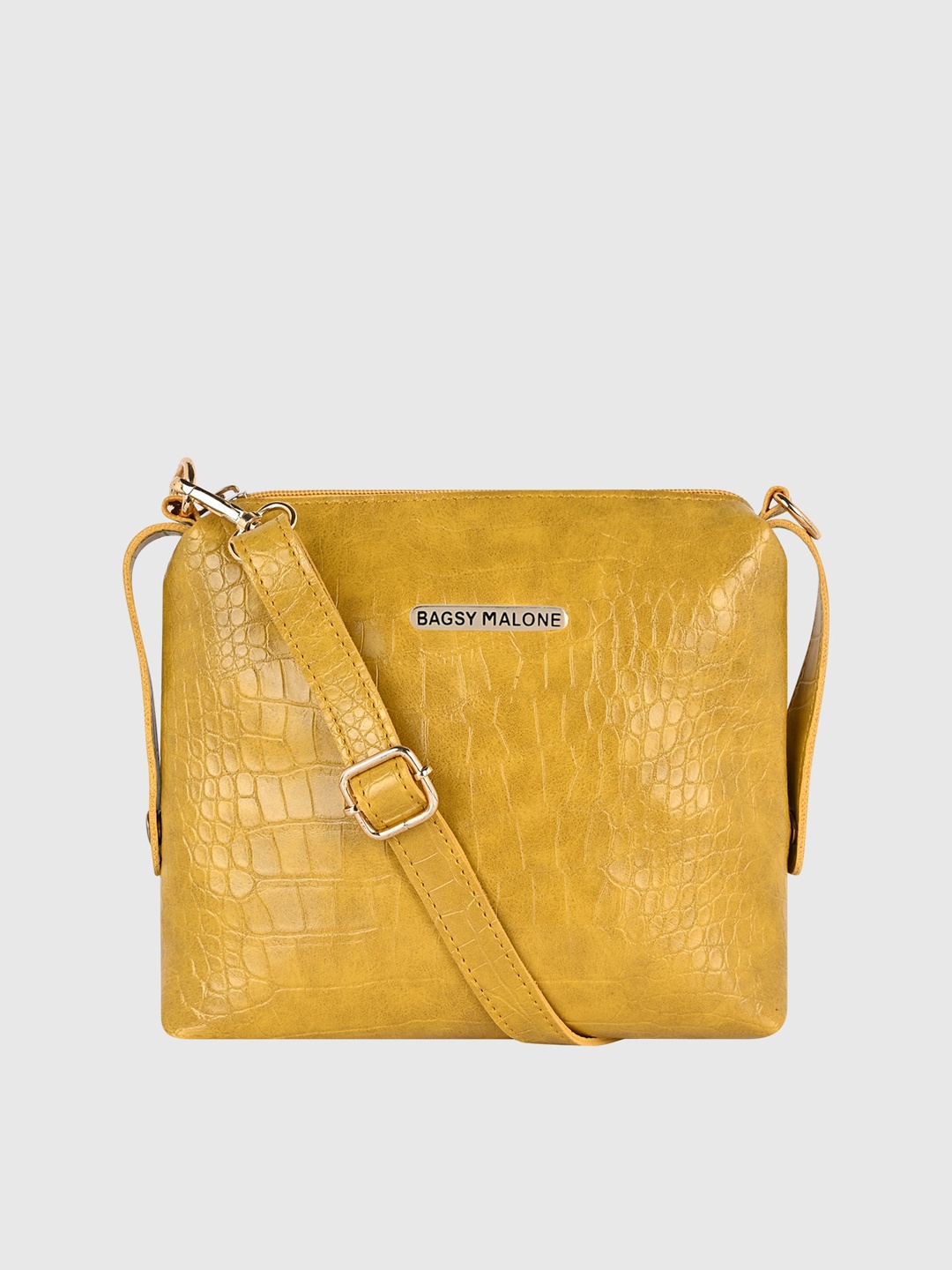

Bagsy Malone Yellow Textured PU Structured Sling Bag