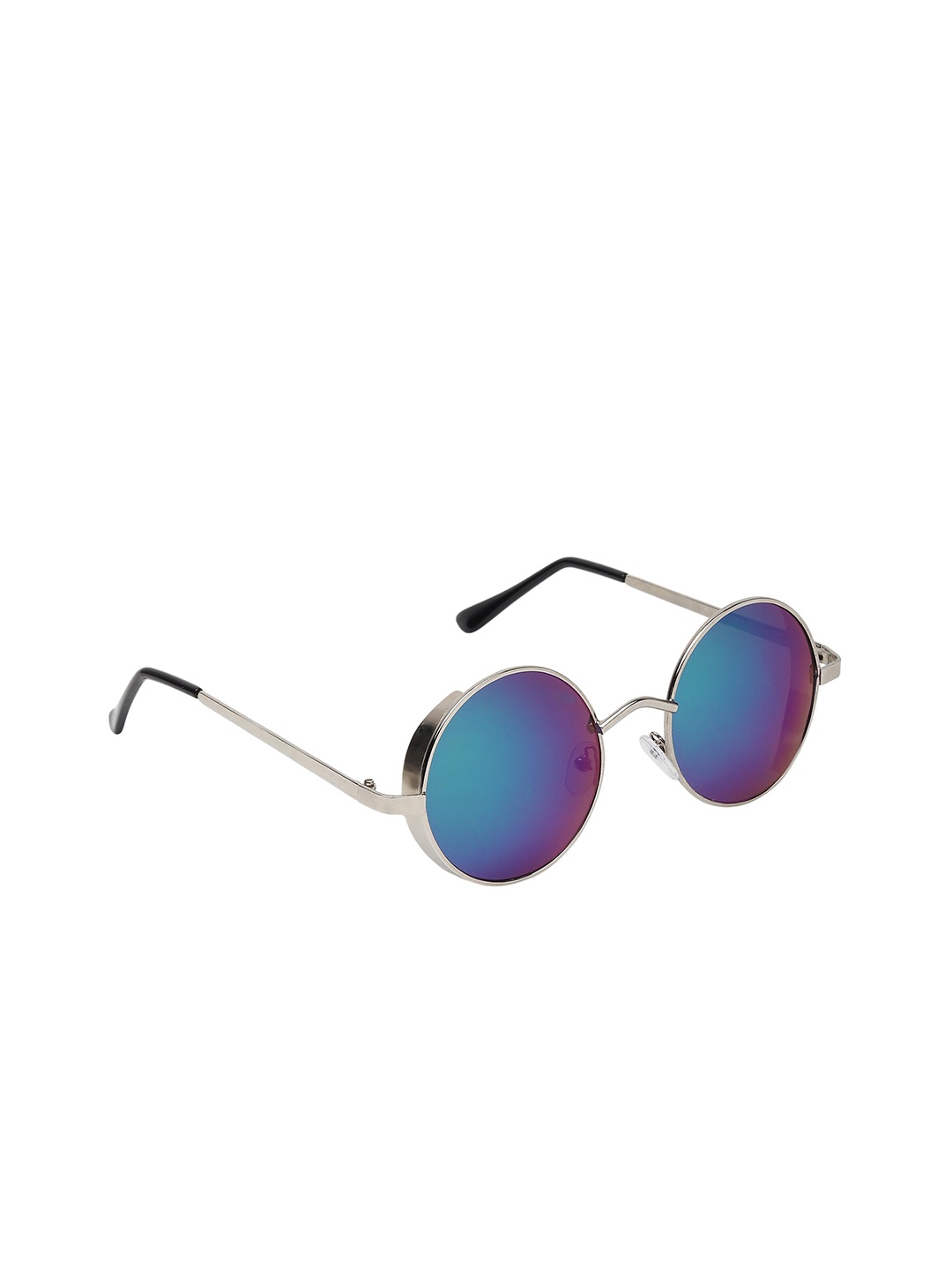 

GARTH Unisex Blue Lens & Gunmetal-Toned Round Sunglasses RND-CUP_ NBLUMER_GRT
