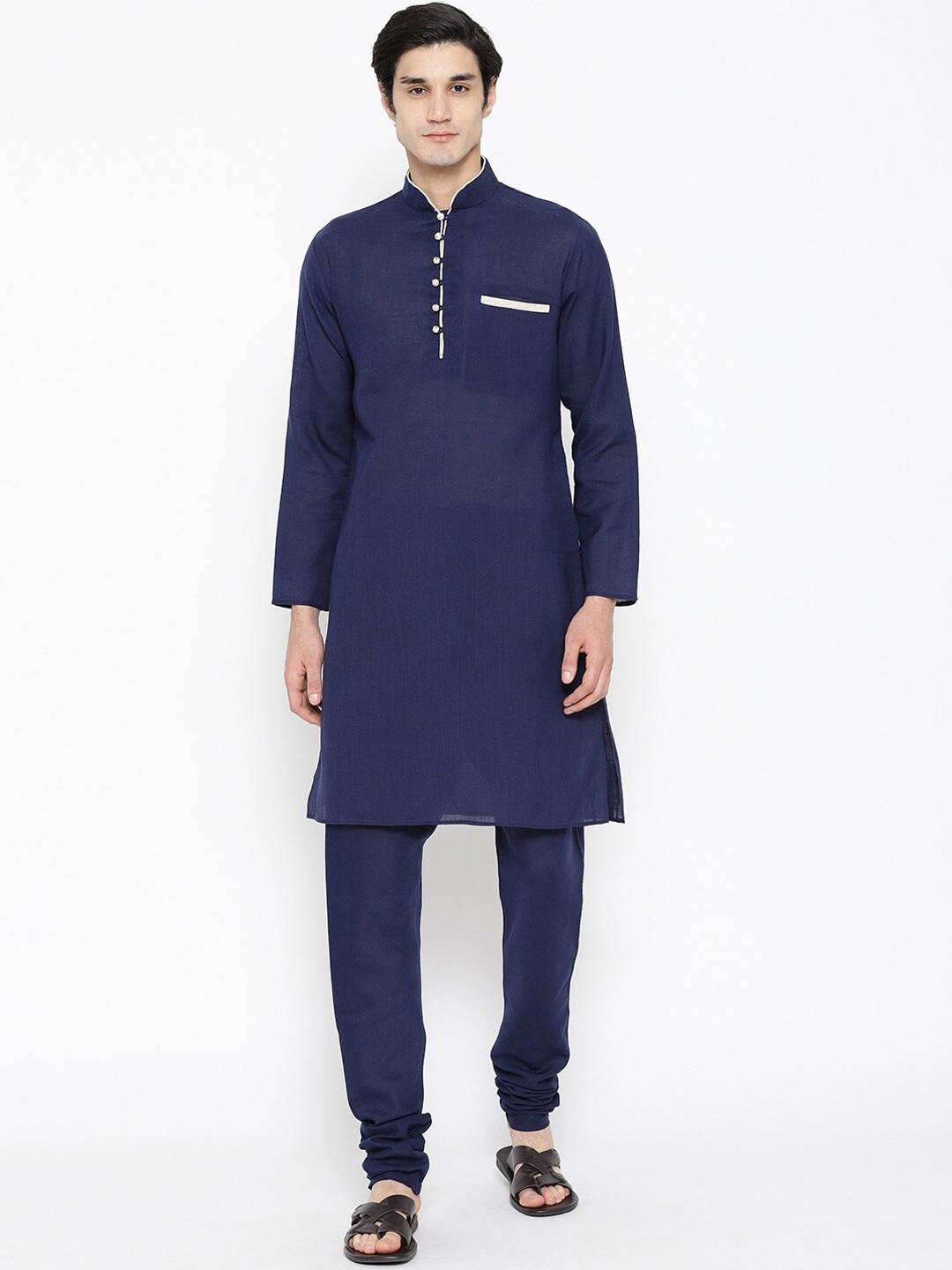 

SG LEMAN Men Navy Blue Kurta With Pyjamas