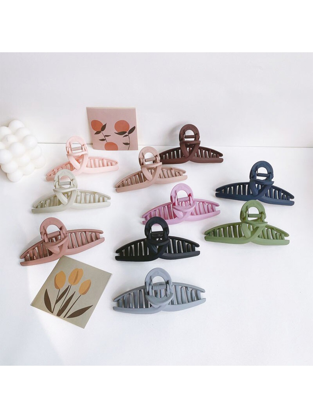 

VAGHBHATT Set of 10 Women Plastic Claw Clip, Grey