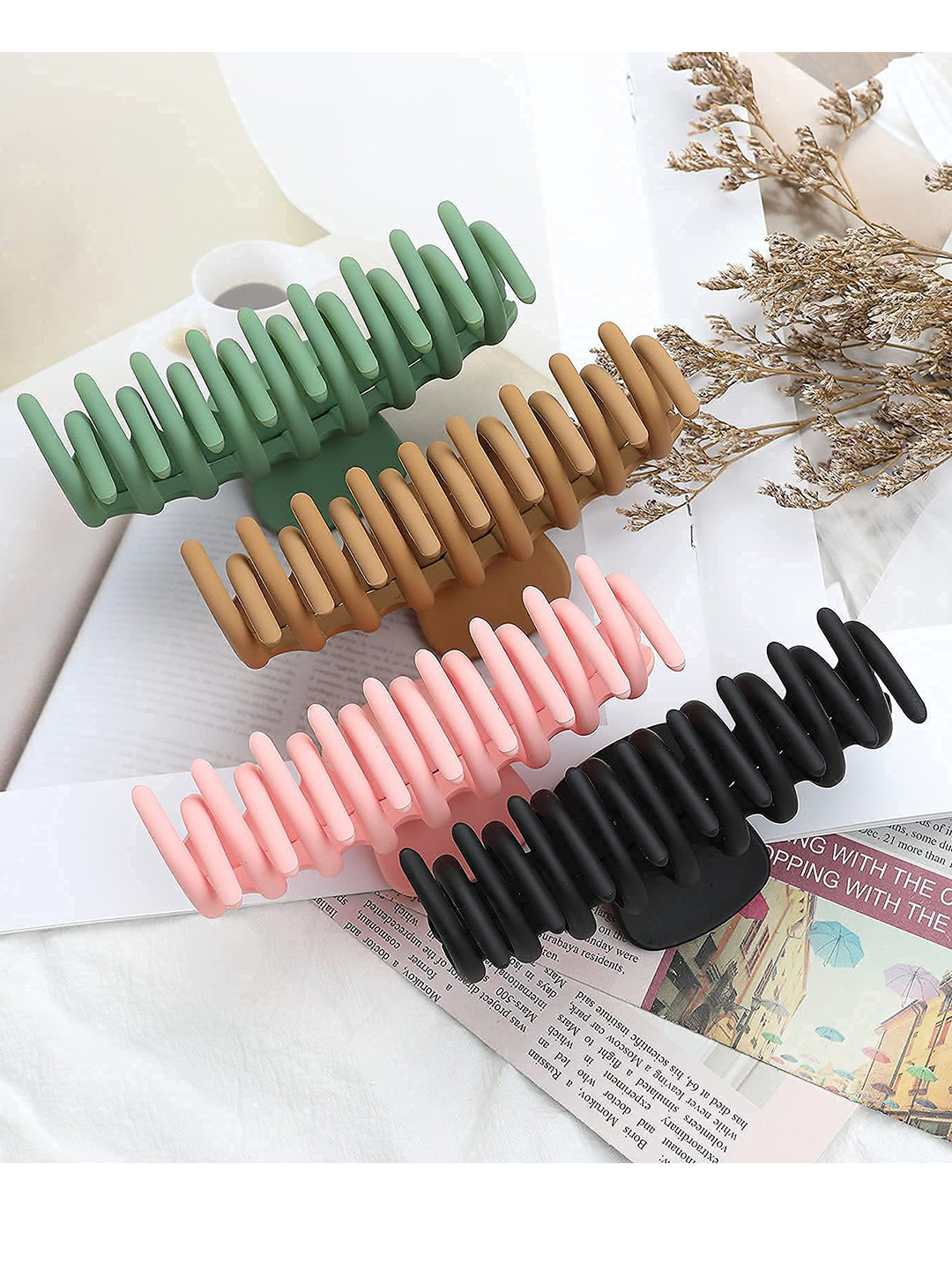 

VAGHBHATT Women Multicoloured Set of 4 Claw Clip, Multi