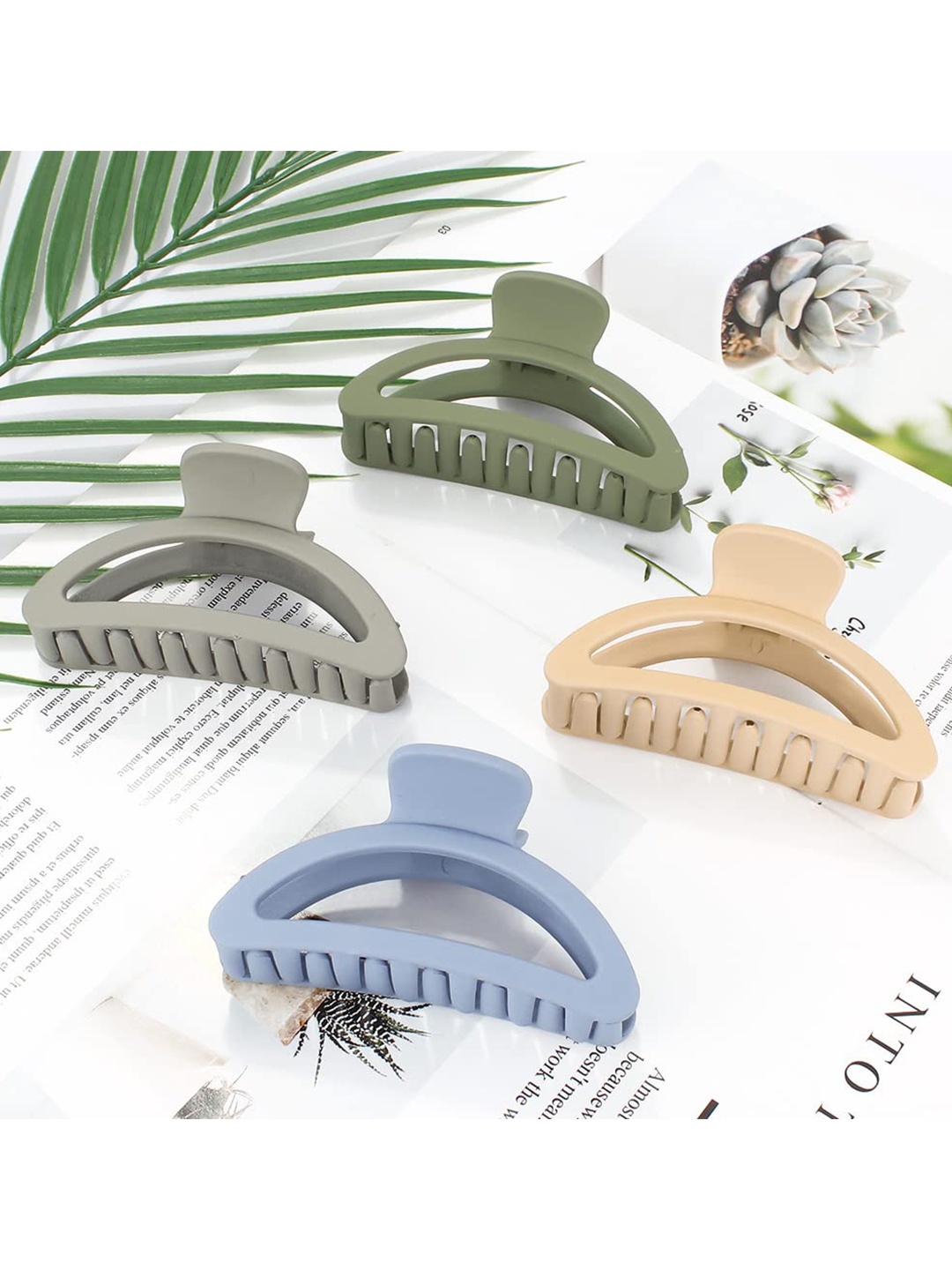 

VAGHBHATT Women Green & Blue Set of 4 Claw Clip