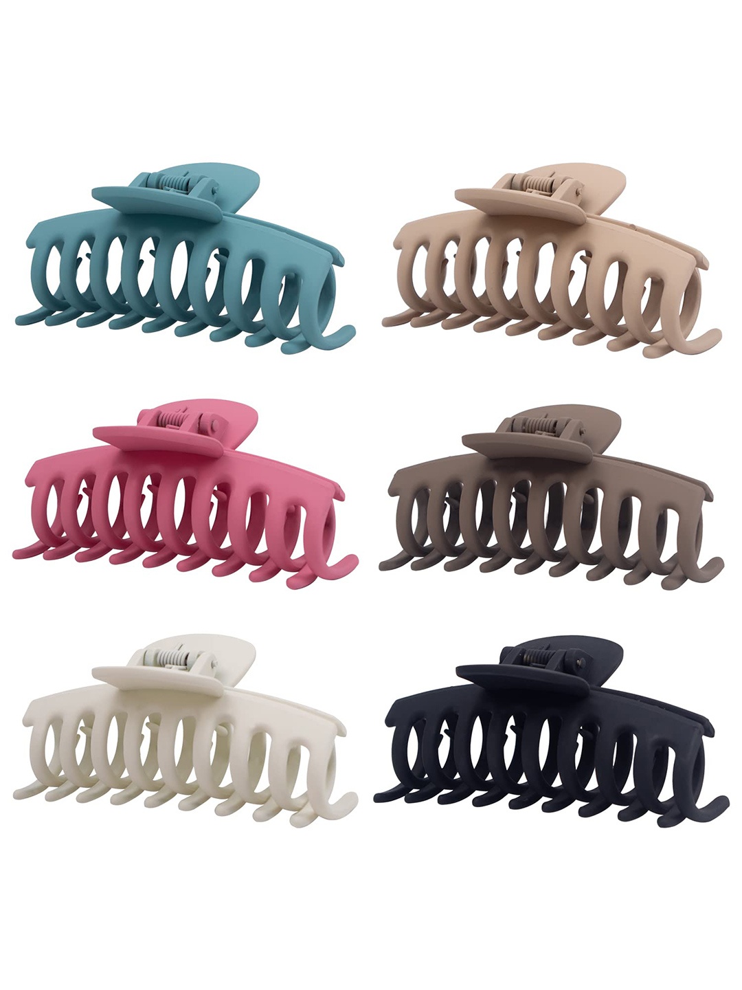 

VAGHBHATT Women Set of 6 White & Brown Claw Clip