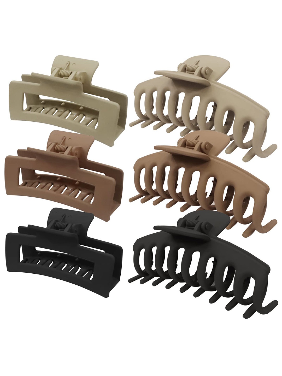 

VAGHBHATT Women Black & Brown Set of 6 Claw Clip