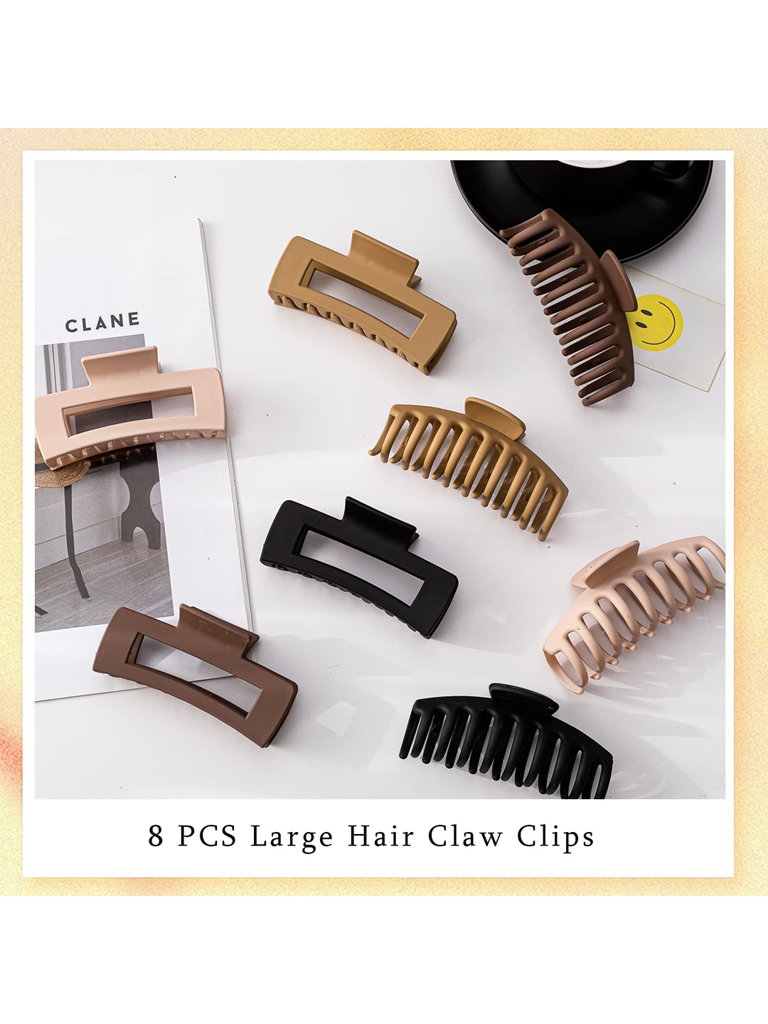 

VAGHBHATT Women Set Of 8 Black & Brown Claw Clips