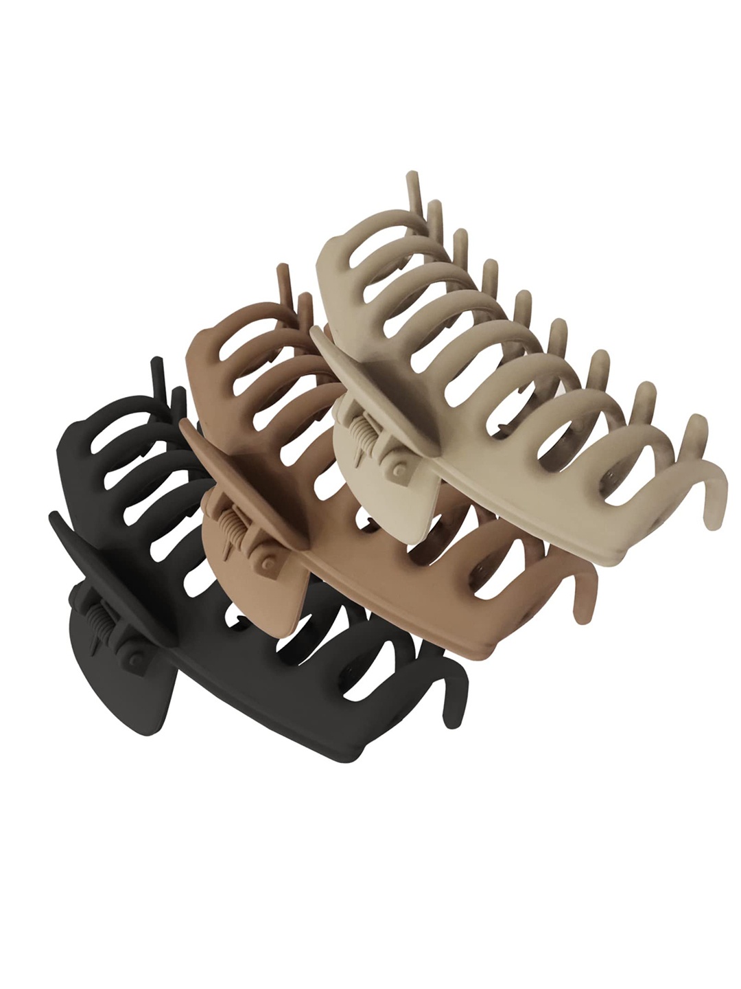 

VAGHBHATT Women Black & Brown Set of 3 Claw Clip