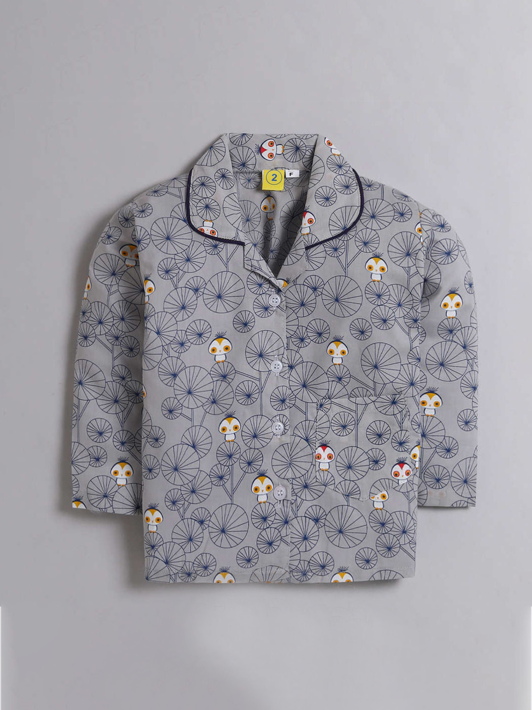 

The Magic Wand Unisex Kids Grey & White Printed Night suit