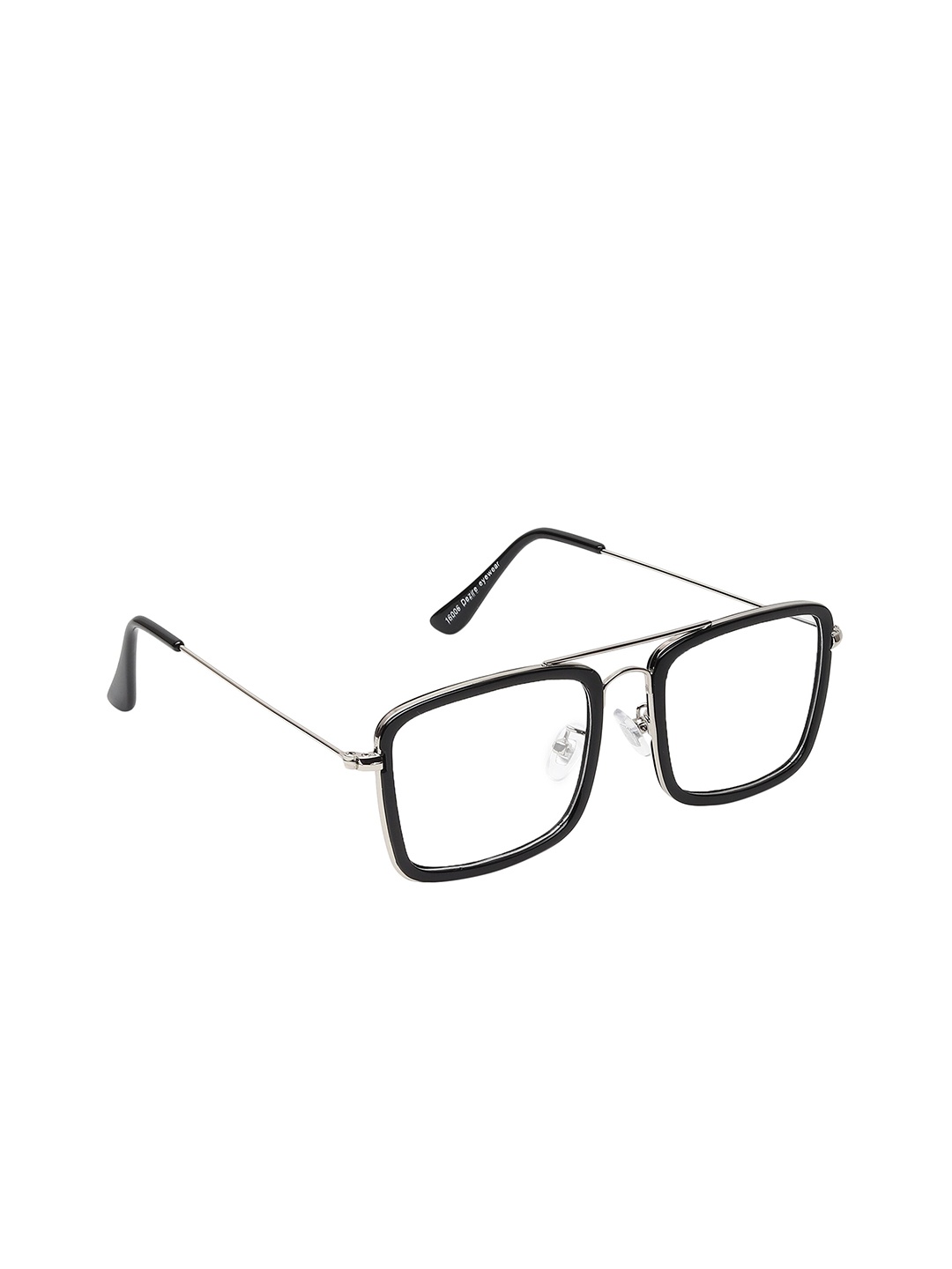

GARTH Unisex Clear Lens & Black Square Sunglasses with UV Protected Lens, Transparent