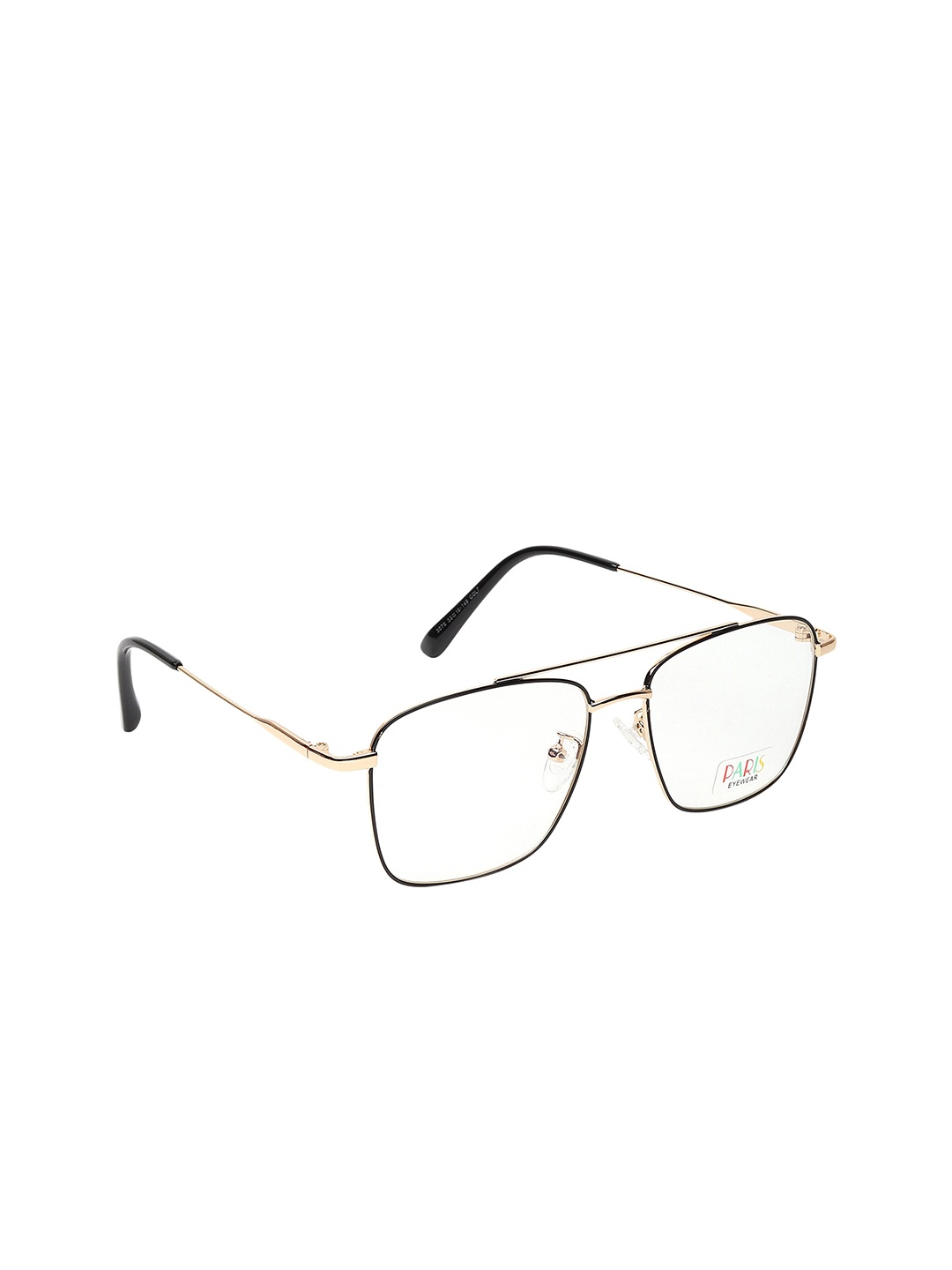 

GARTH Unisex Clear Lens & Black Square Sunglasses with UV Protected Lens PARIS, Gold