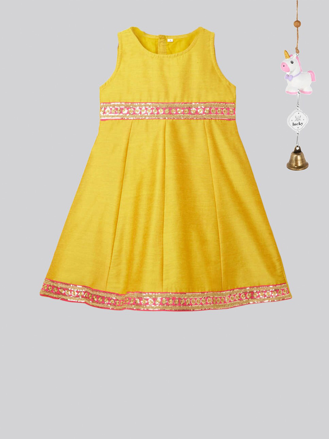 

The Magic Wand Mustard Yellow Satin Ethnic Maxi Dress