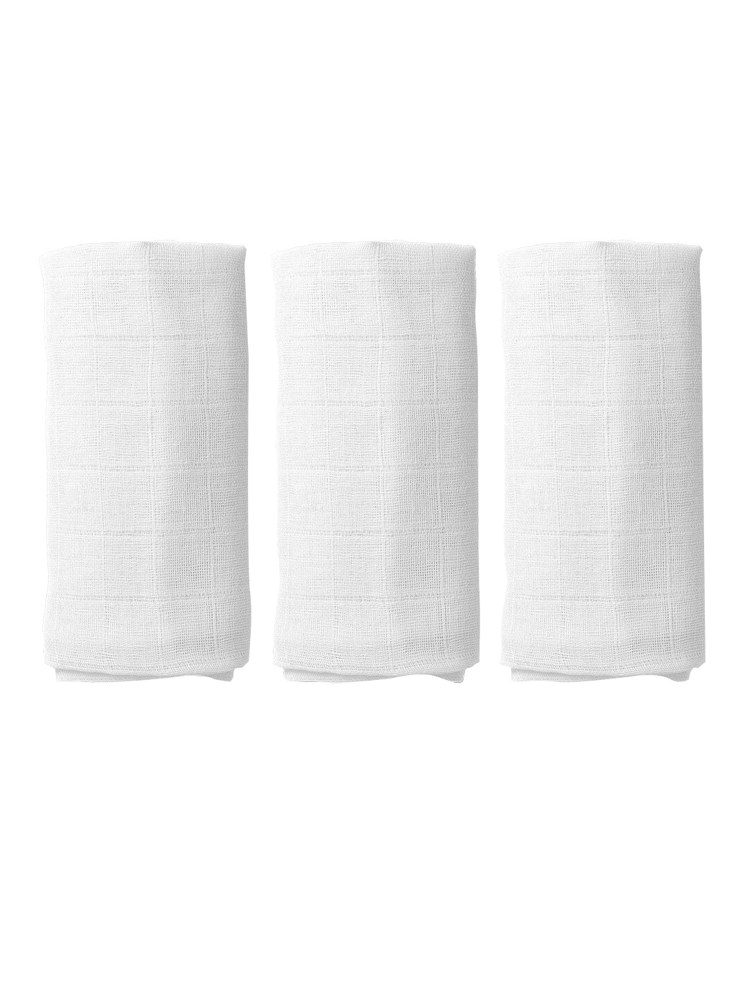 

Moms Home Infants Set Of 3 Solid Organic Cotton Soft Baby Muslin Swaddles, White