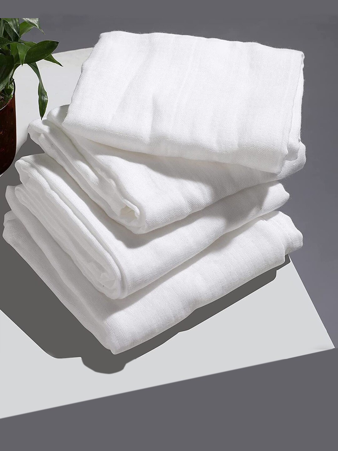 

Moms Home Infants Set Of 4 Solid Organic Cotton Soft Baby Muslin Swaddles, White