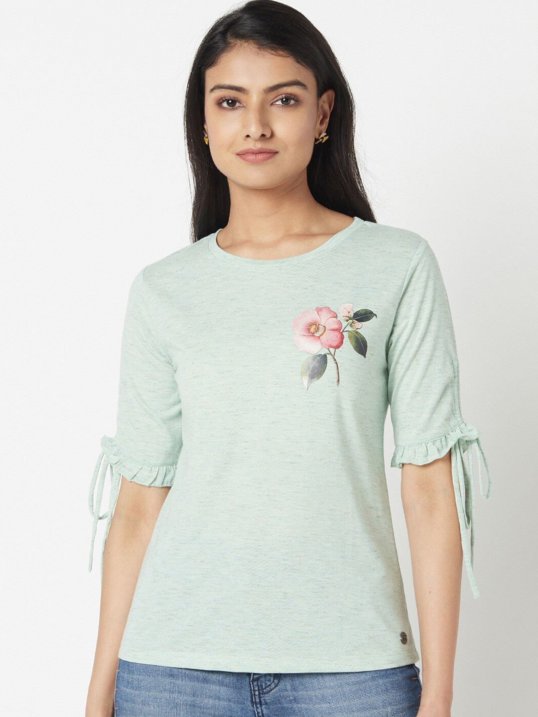 

Miss Grace Women Green Floral Printed Top