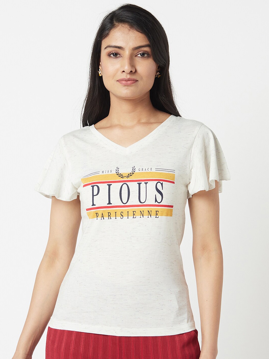 

Miss Grace Off White Printed Top