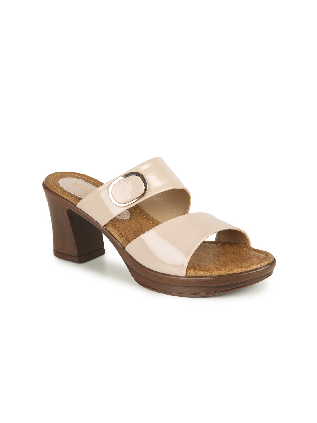 

VALIOSAA Cream-Coloured Colourblocked Block Sandals