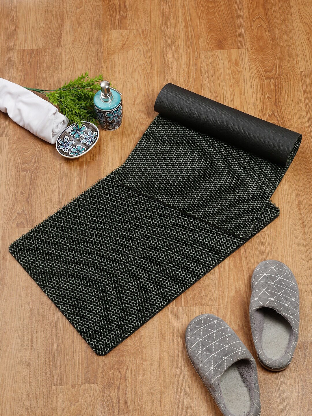 SOKNACK Set of 2 Black Textured Anti-Skid Doormat