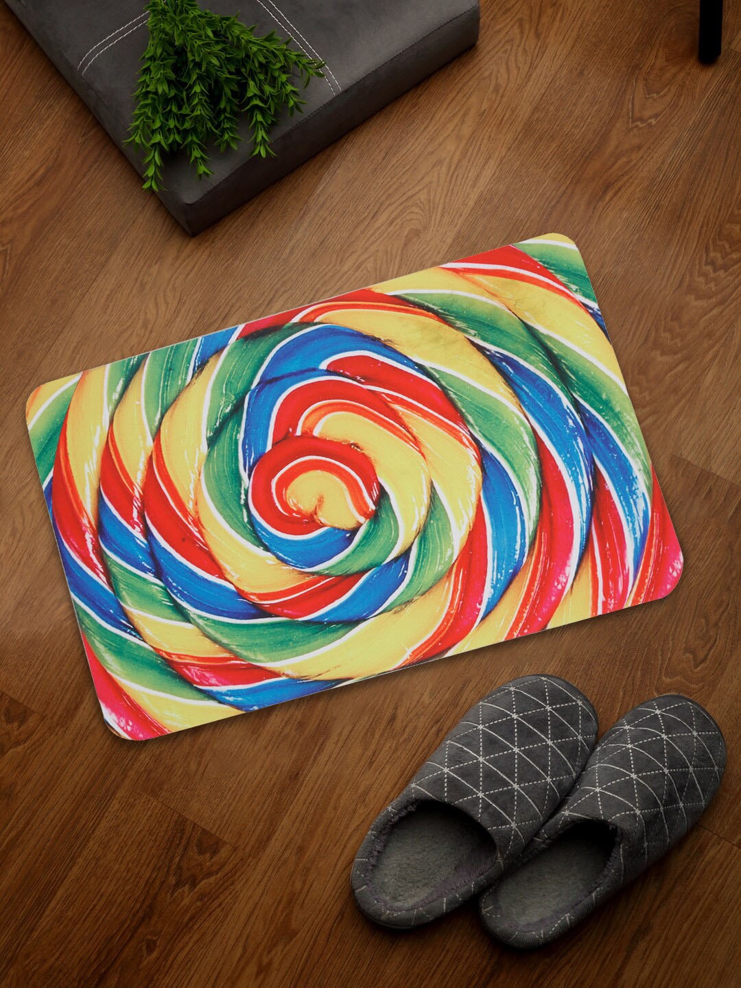 

SOKNACK Yellow & Red Printed Anti-Skid Doormats