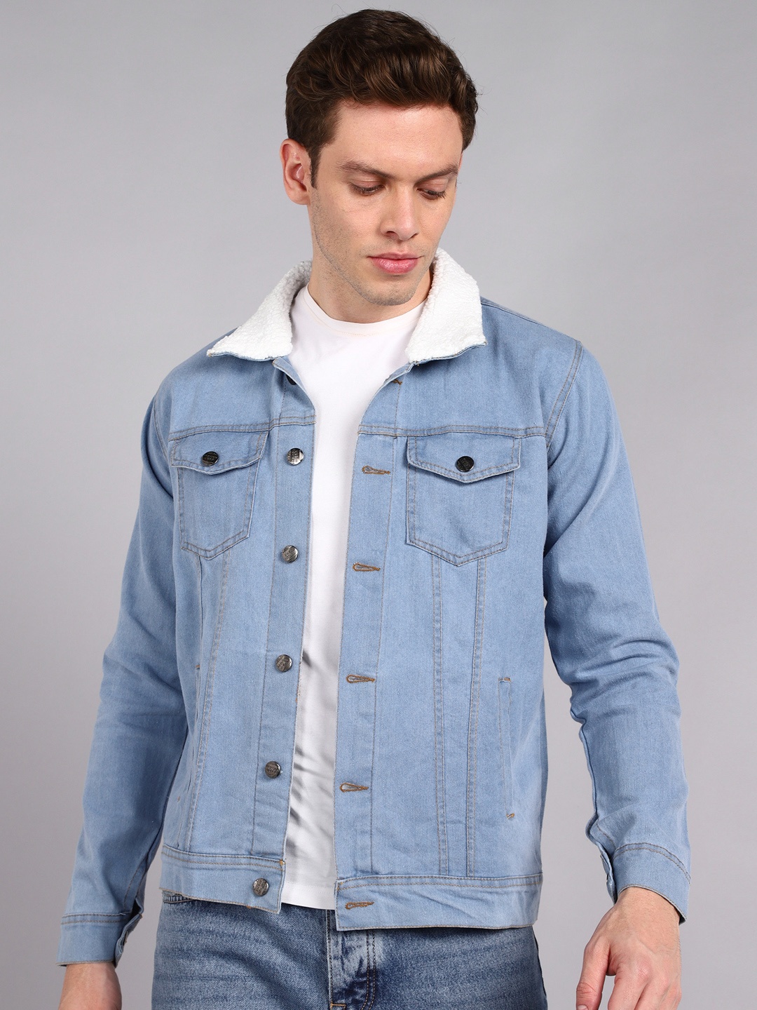 

MONTREZ Men Blue Denim Jacket