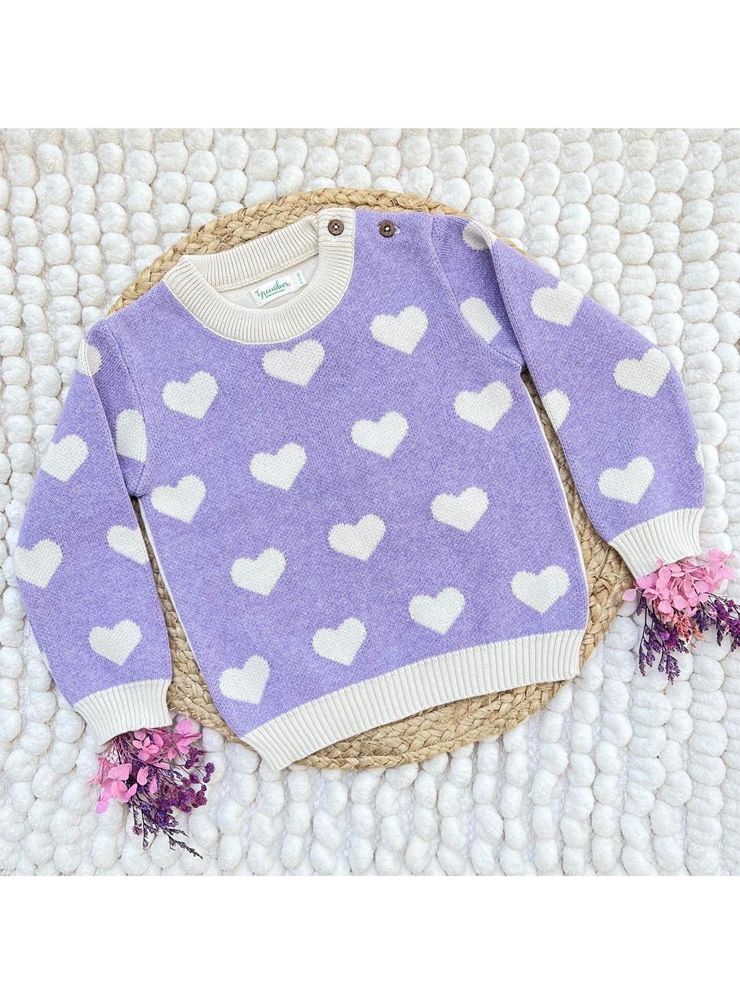

Greendeer Unisex Kids Lavender & White Pullover