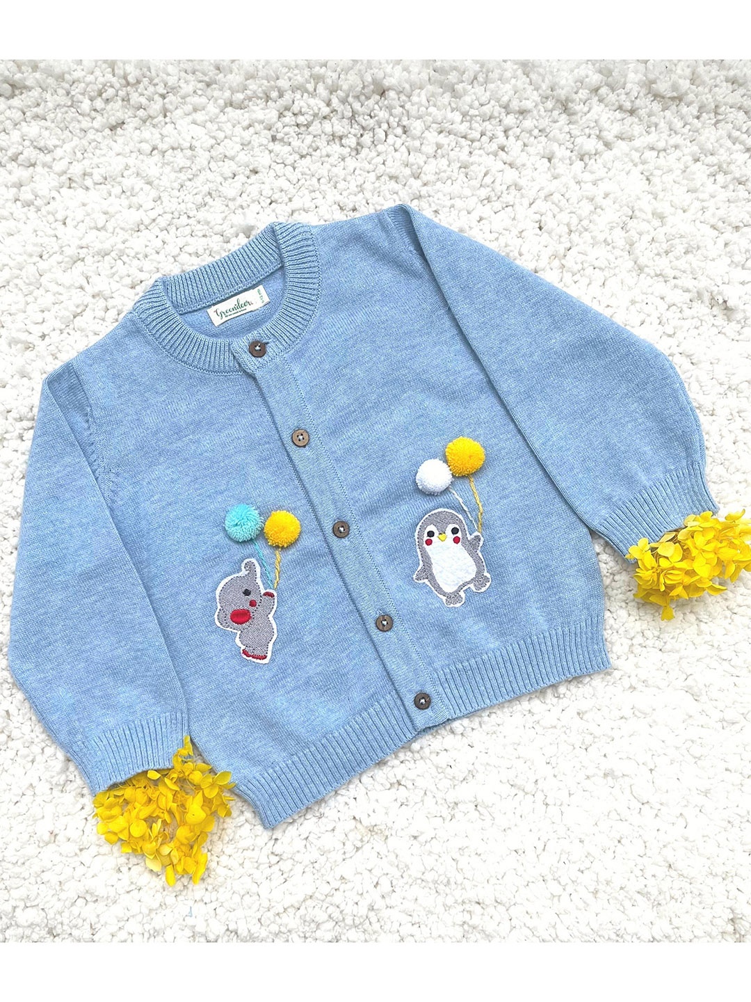 

Greendeer Unisex Kids Blue & White Cardigan