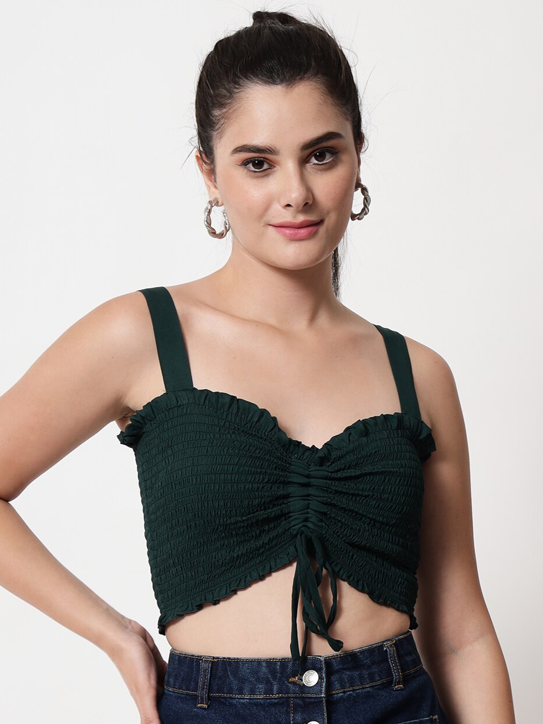 

Orchid Blues Women Green Bralette Crop Top