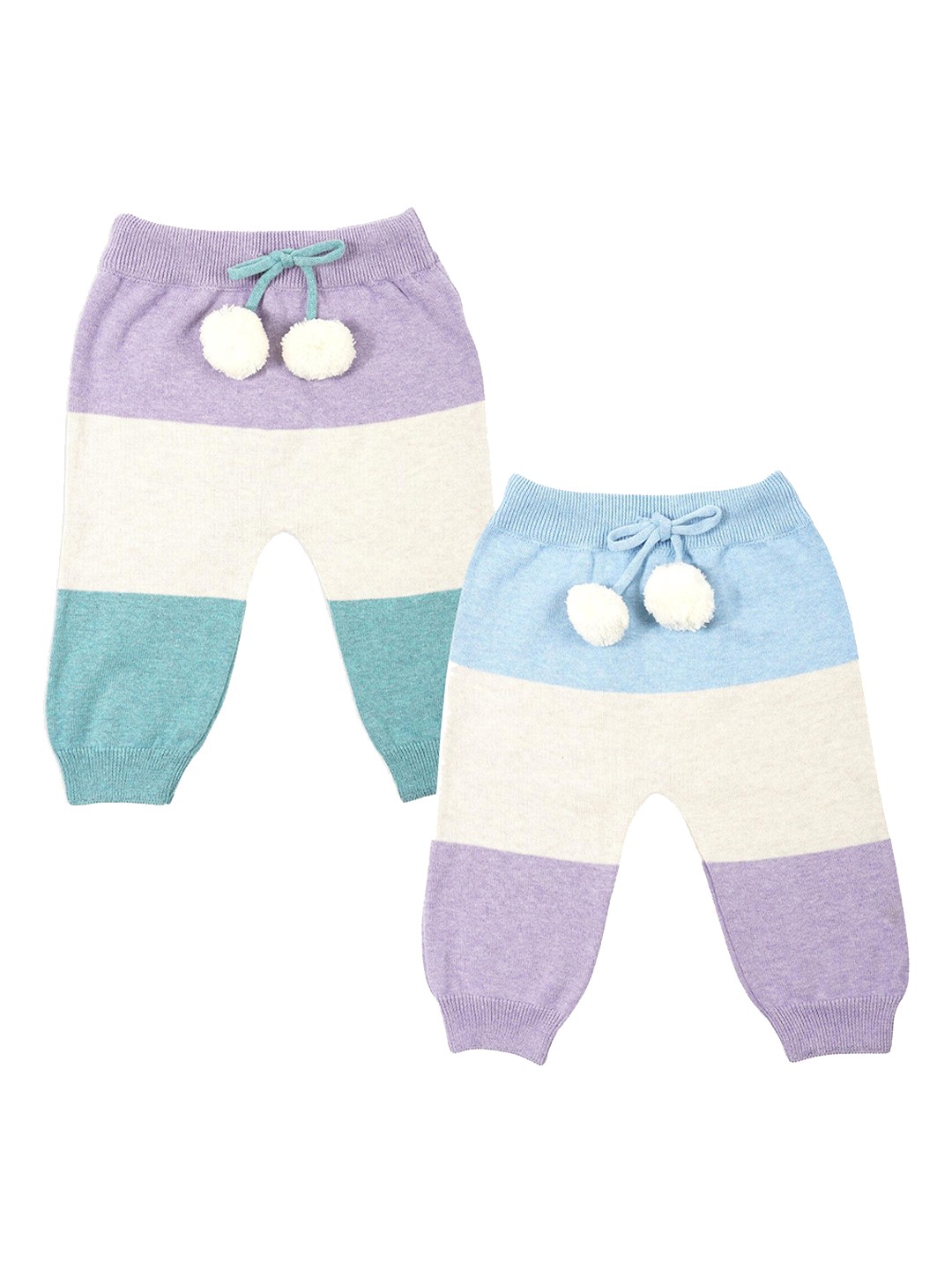 

Greendeer Kids Pack of 2 Purple Colorblocked Warm Diaper Joggers