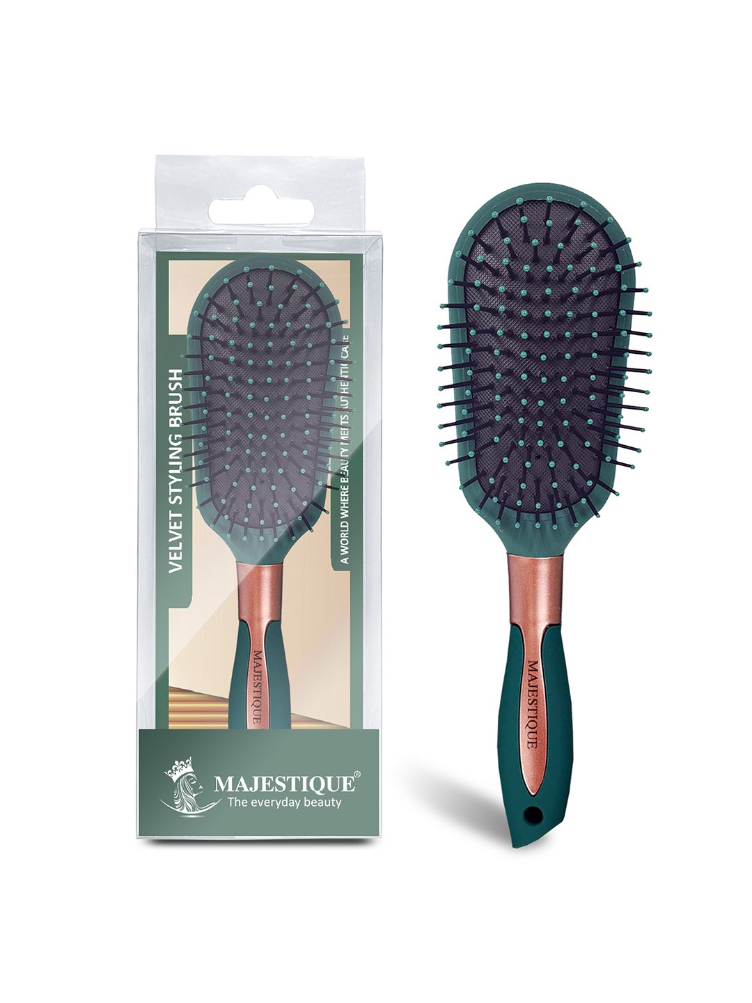 

MAJESTIQUE Detangler Paddle Hair Brush with Ultrasoft IntelliFlex Bristles Glide - Green