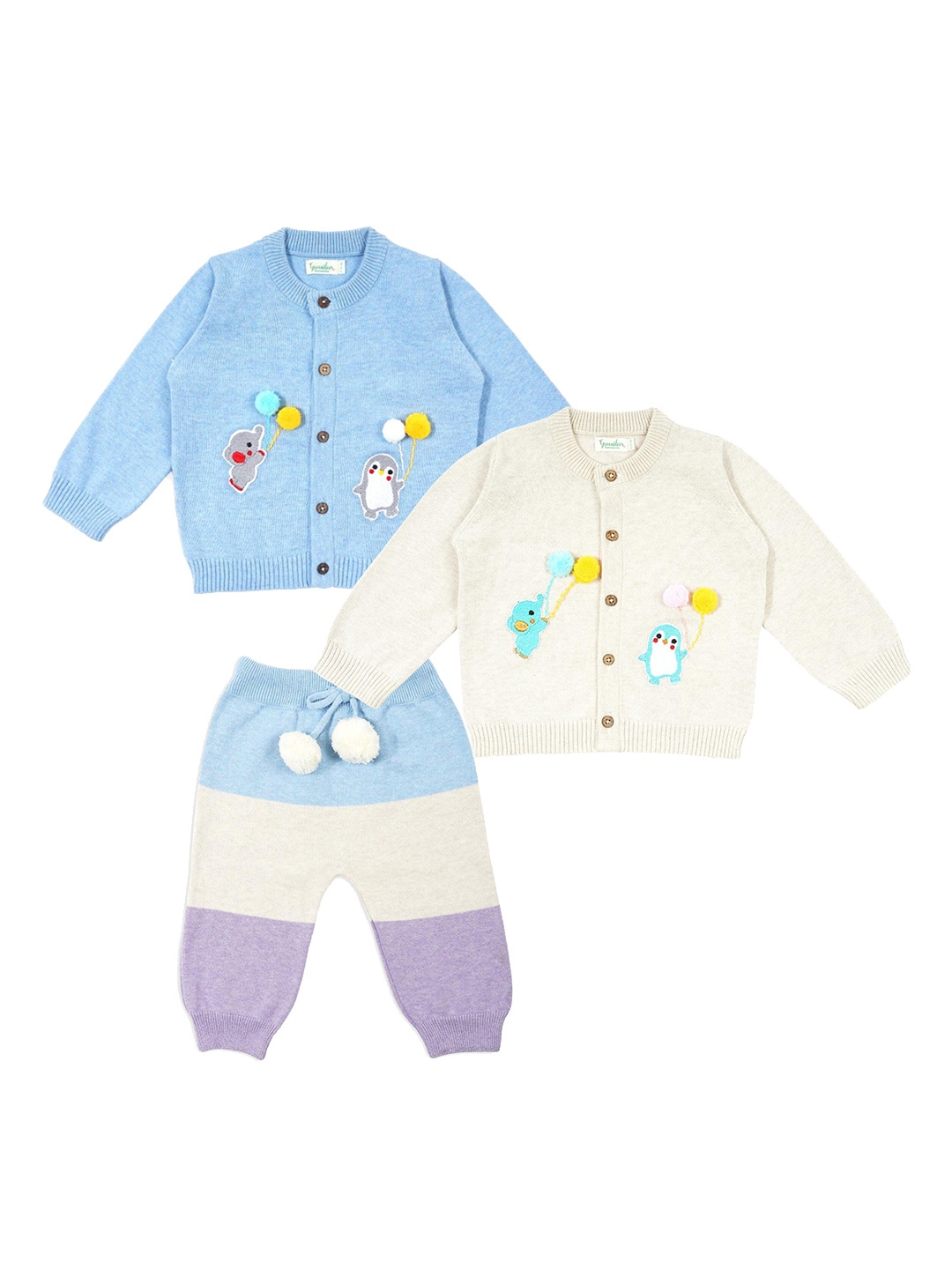 

Greendeer Kids Pack of 2 Blue & White Embellished T-shirt with Pyjamas