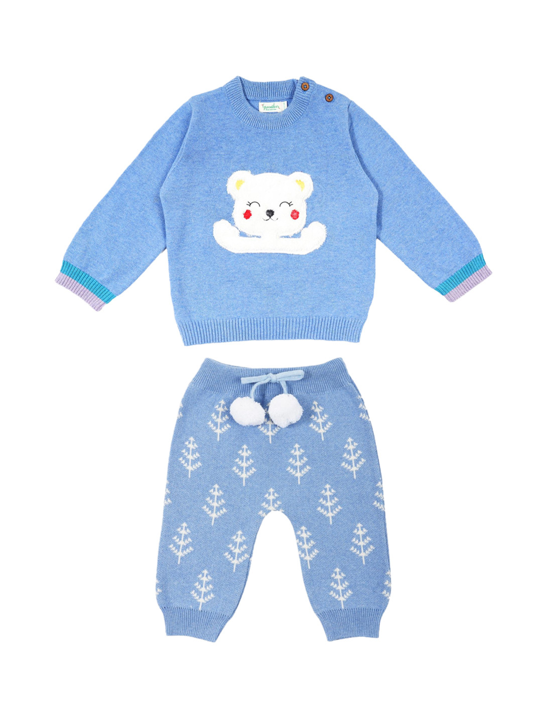 

Greendeer Unisex Kids Blue & White Top With Pyjamas