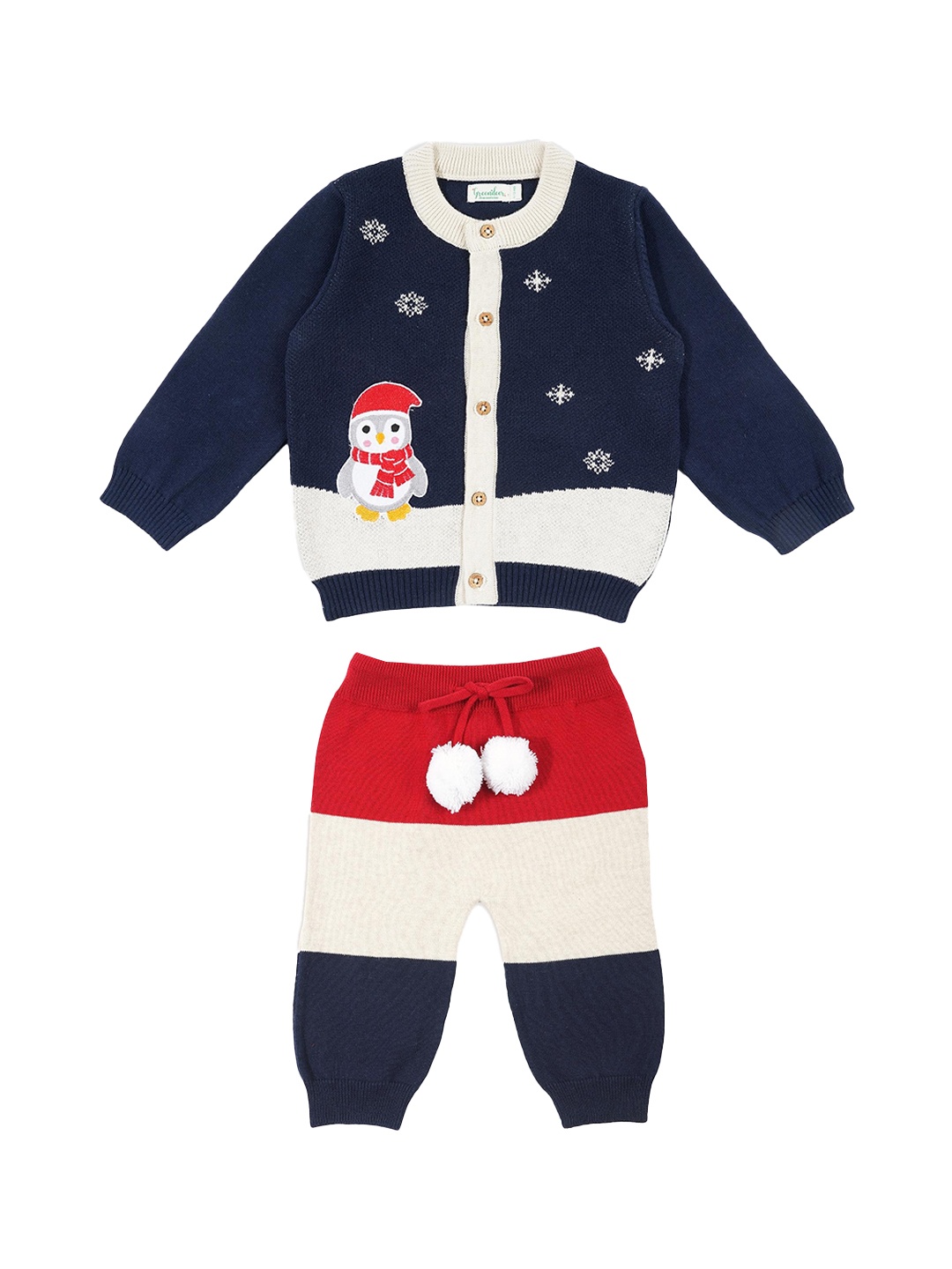 

Greendeer Kids Navy Blue And White Color Blocked Clothing Set