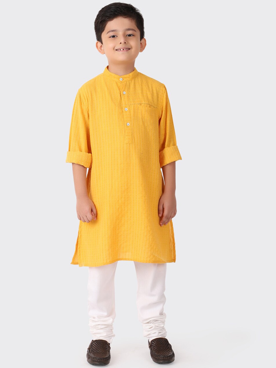 

Fabindia Boys Yellow Thread Work Kurta