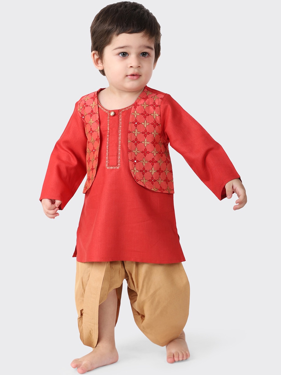 

Fabindia Boys Red Kurta with Dhoti Pants
