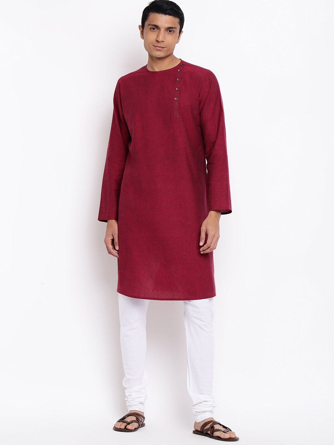 

Fabindia Men Maroon Solid Kurta