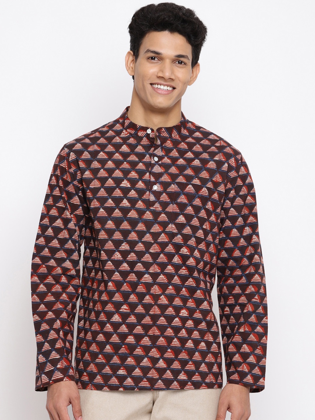 

Fabindia Men Brown Geometric Printed Kurta