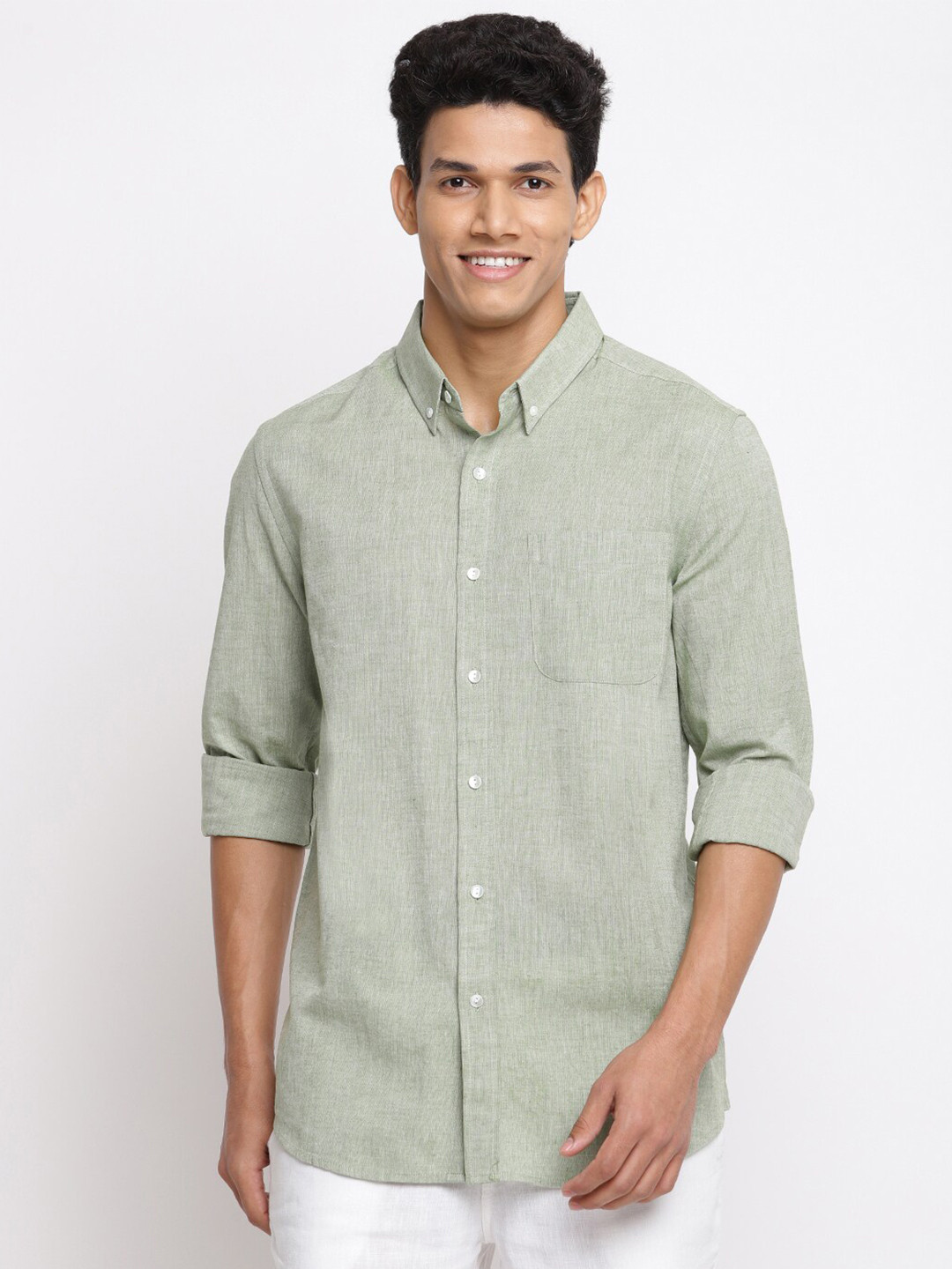 

Fabindia Men Green Casual Shirt