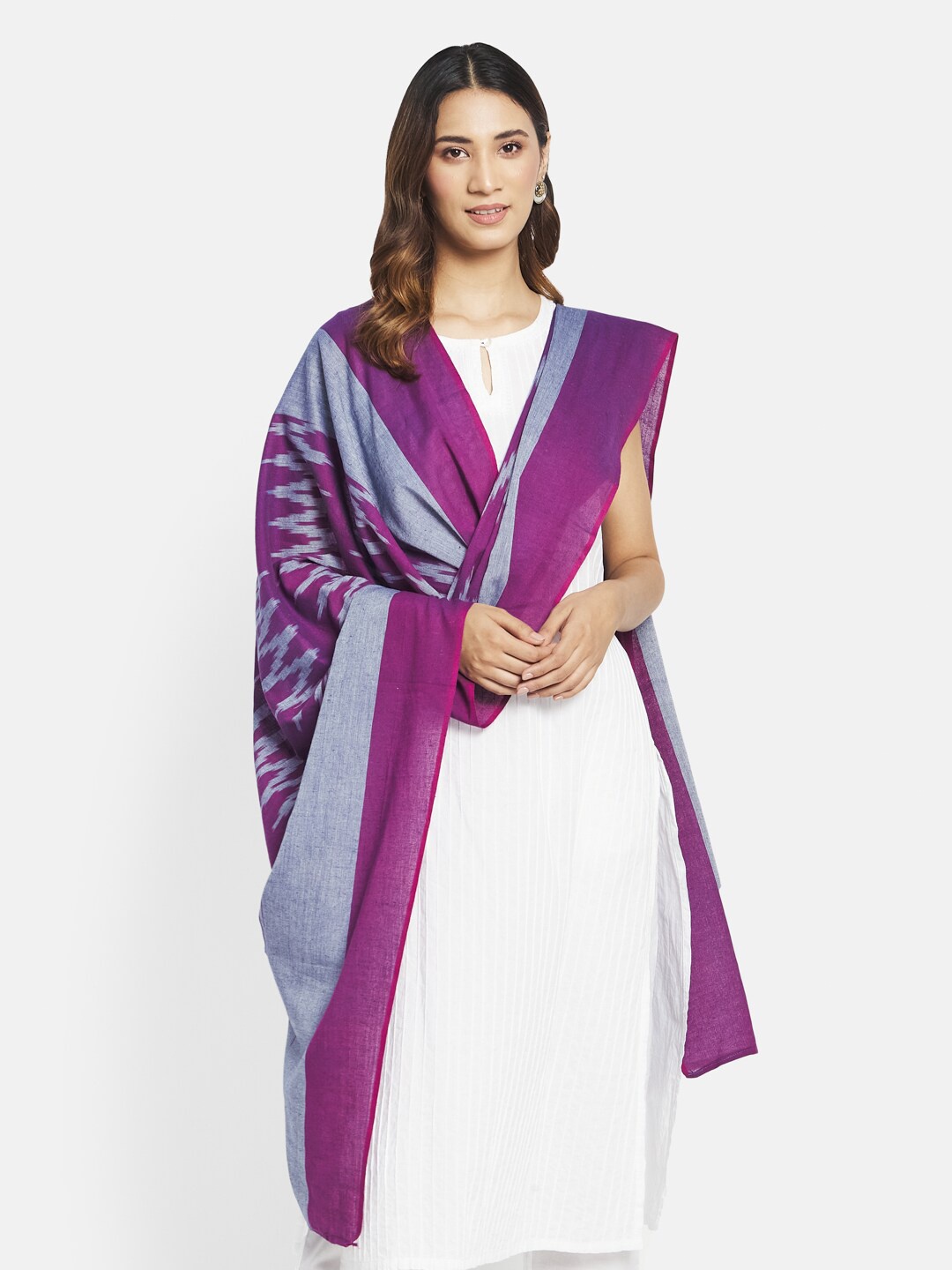 

Fabindia FabBasic Purple & Grey Printed Dupatta